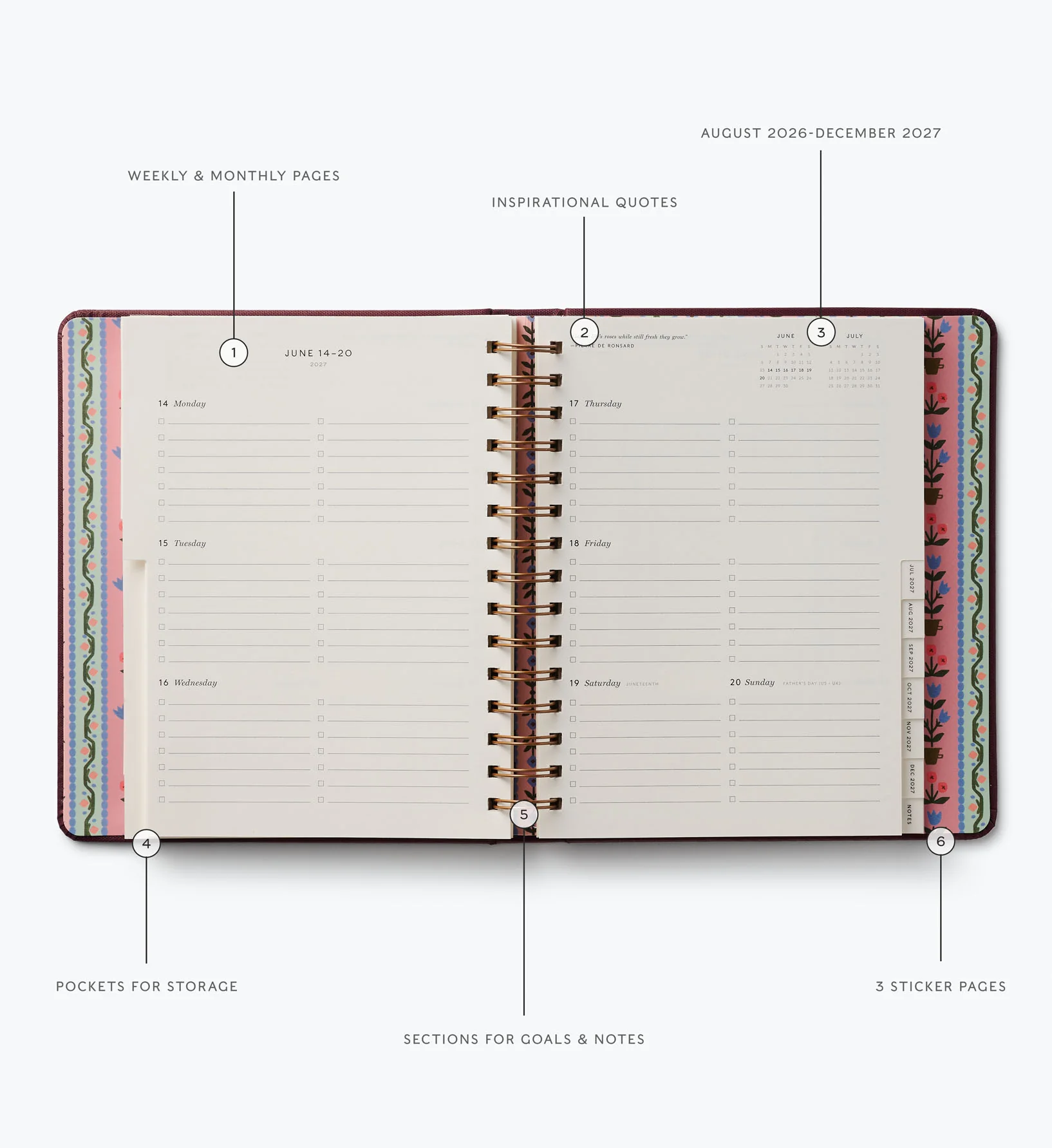 2026-2027 17-Month Academic Covered Spiral Planner - Ladies Night Book Club - Image 4