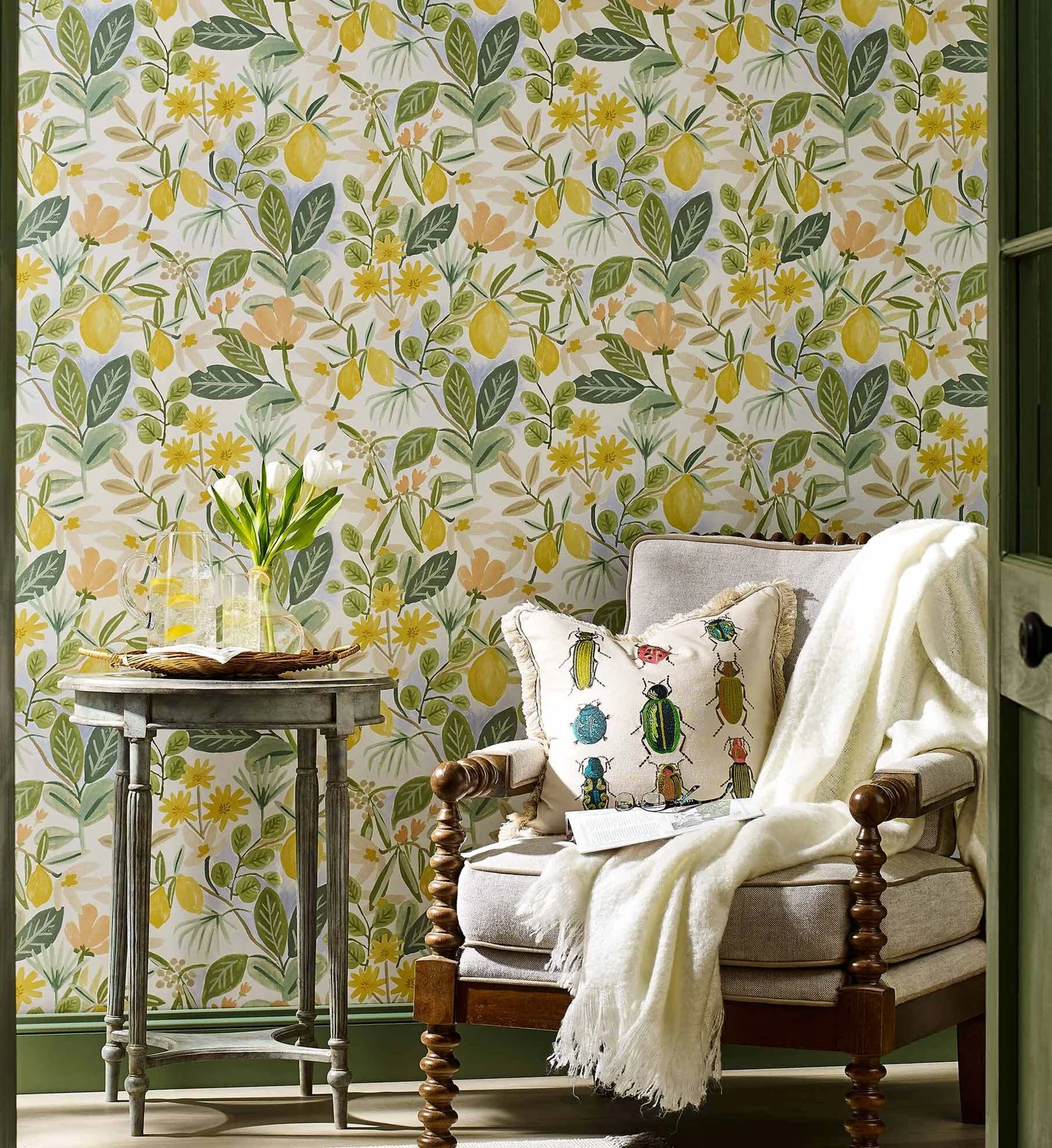 Amalfi Peel & Stick Wallpaper - Blush & Green - Image 2