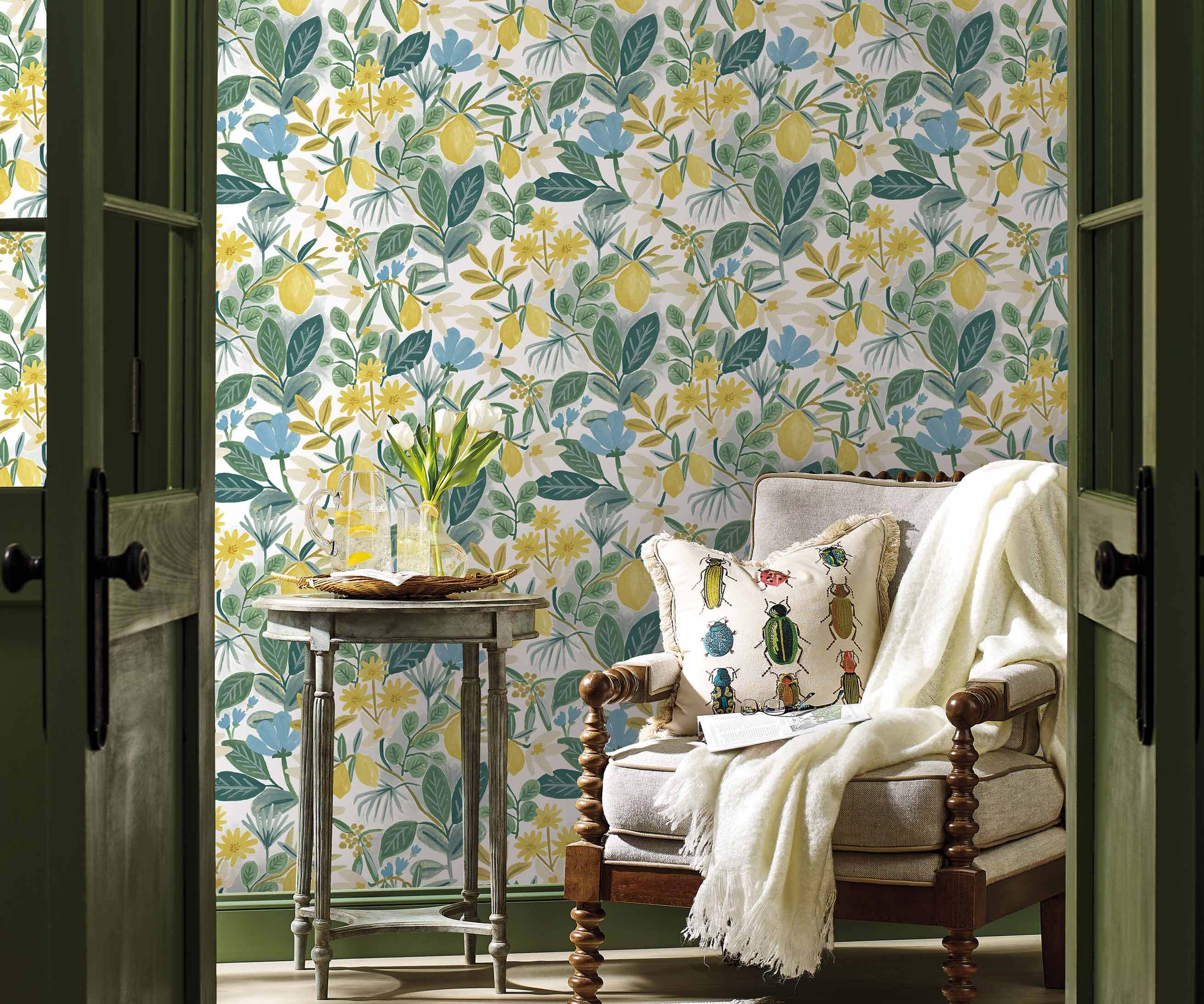 Amalfi Peel & Stick Wallpaper Sample - Blue & Green - Image 2