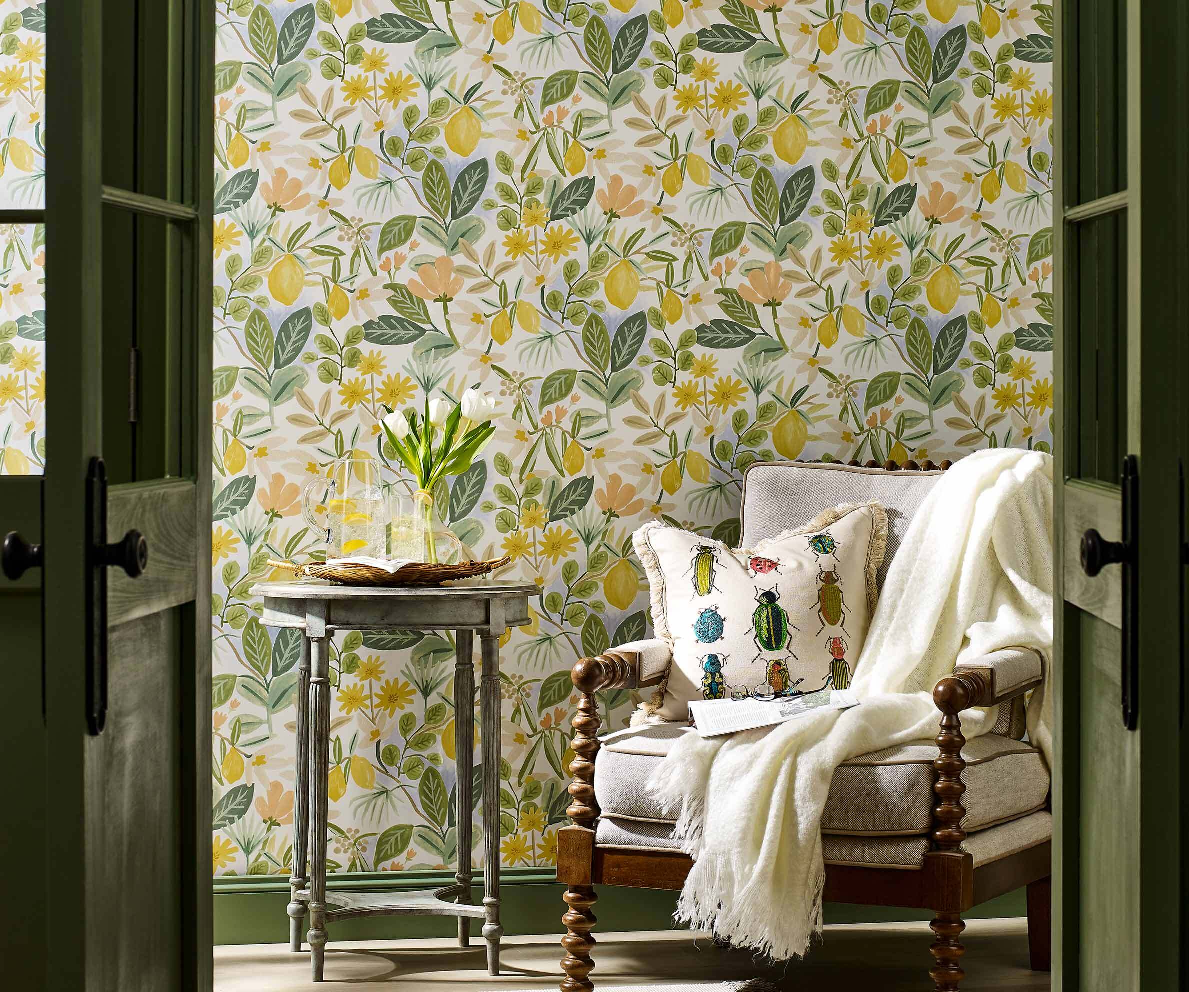 Amalfi Peel & Stick Wallpaper Sample - Blush & Green - Image 2