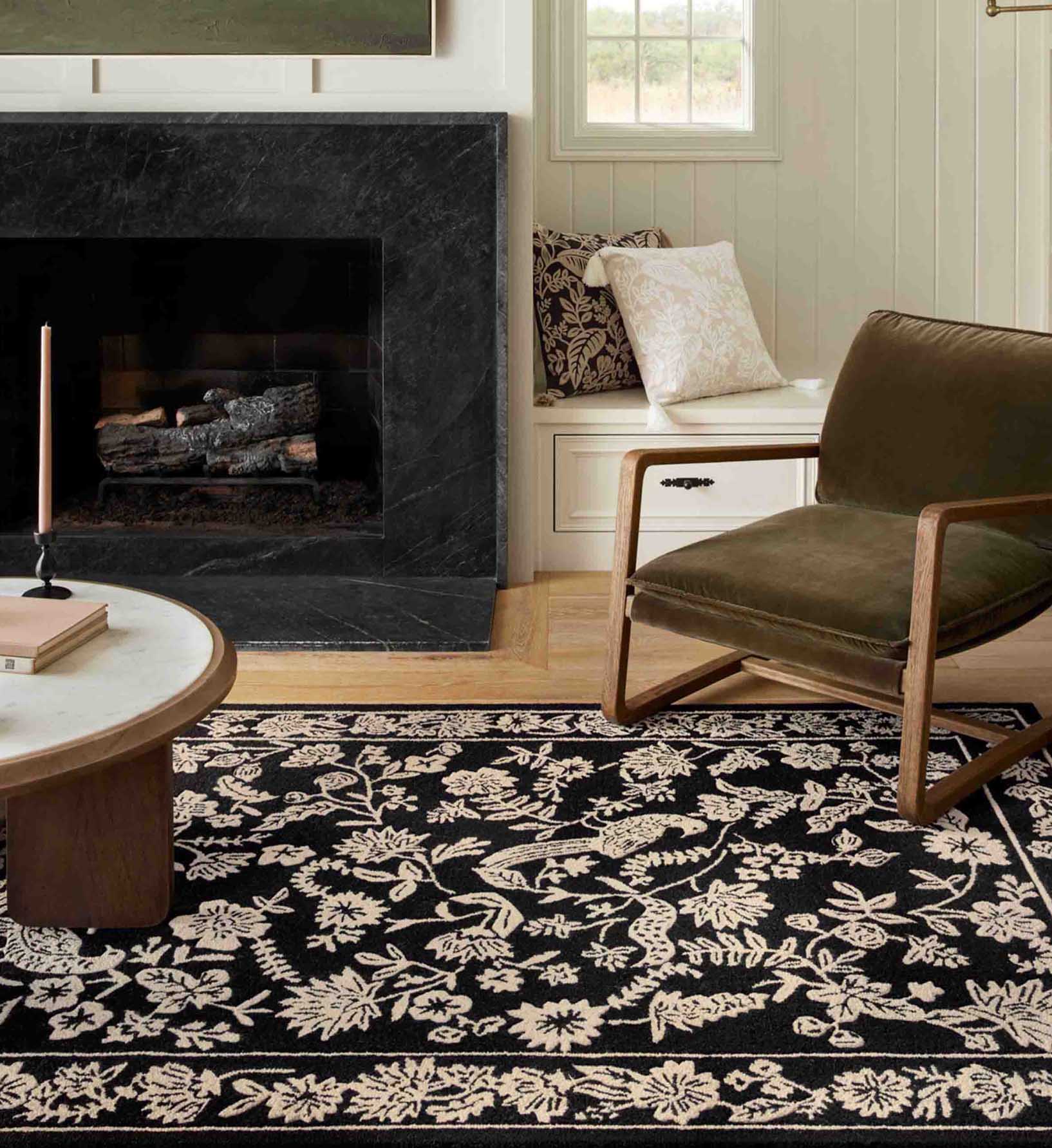 Arboretum Aviary Wool-Hooked Rug - Black - Image 2