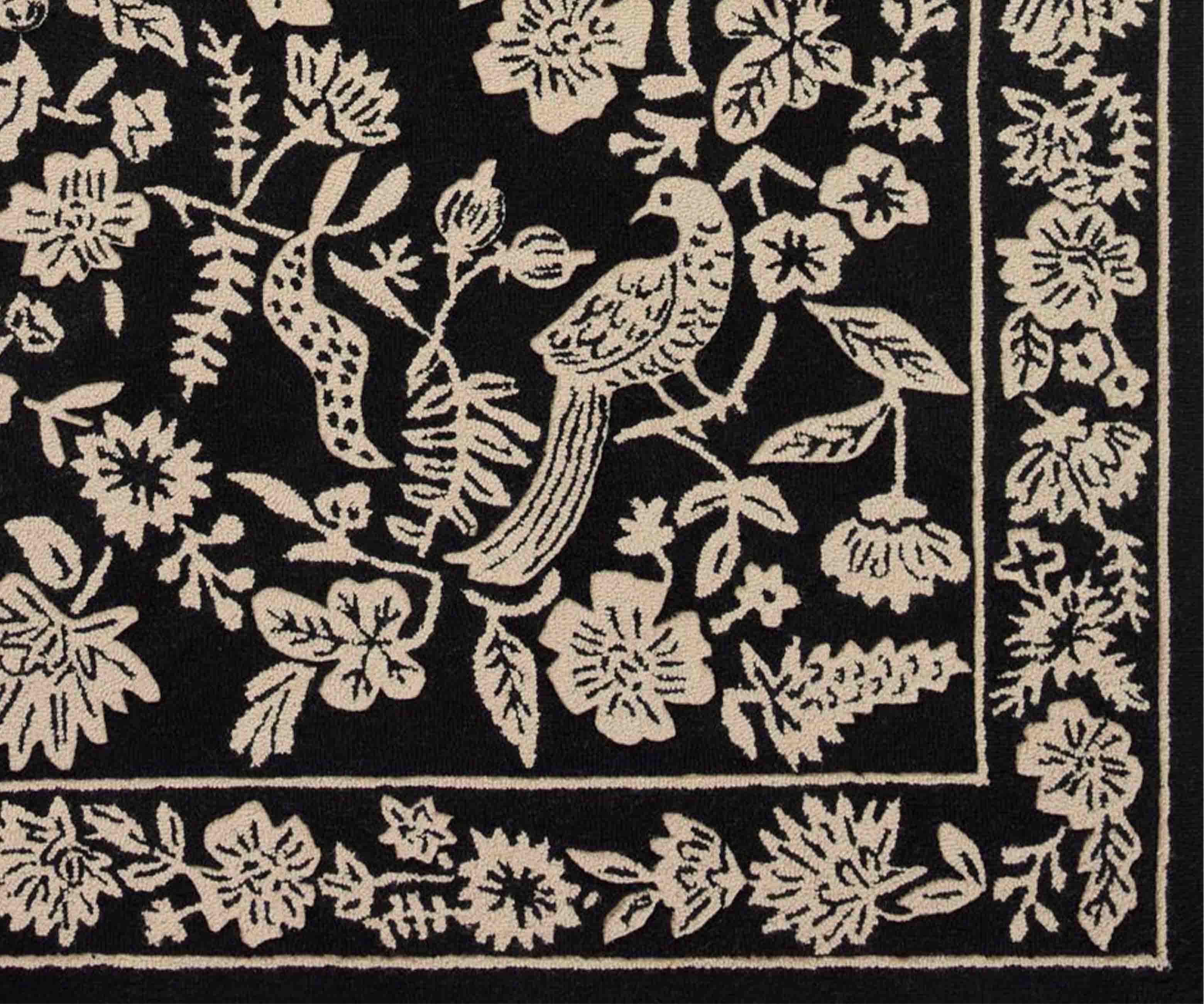 Arboretum Aviary Wool-Hooked Rug - Black - Image 3