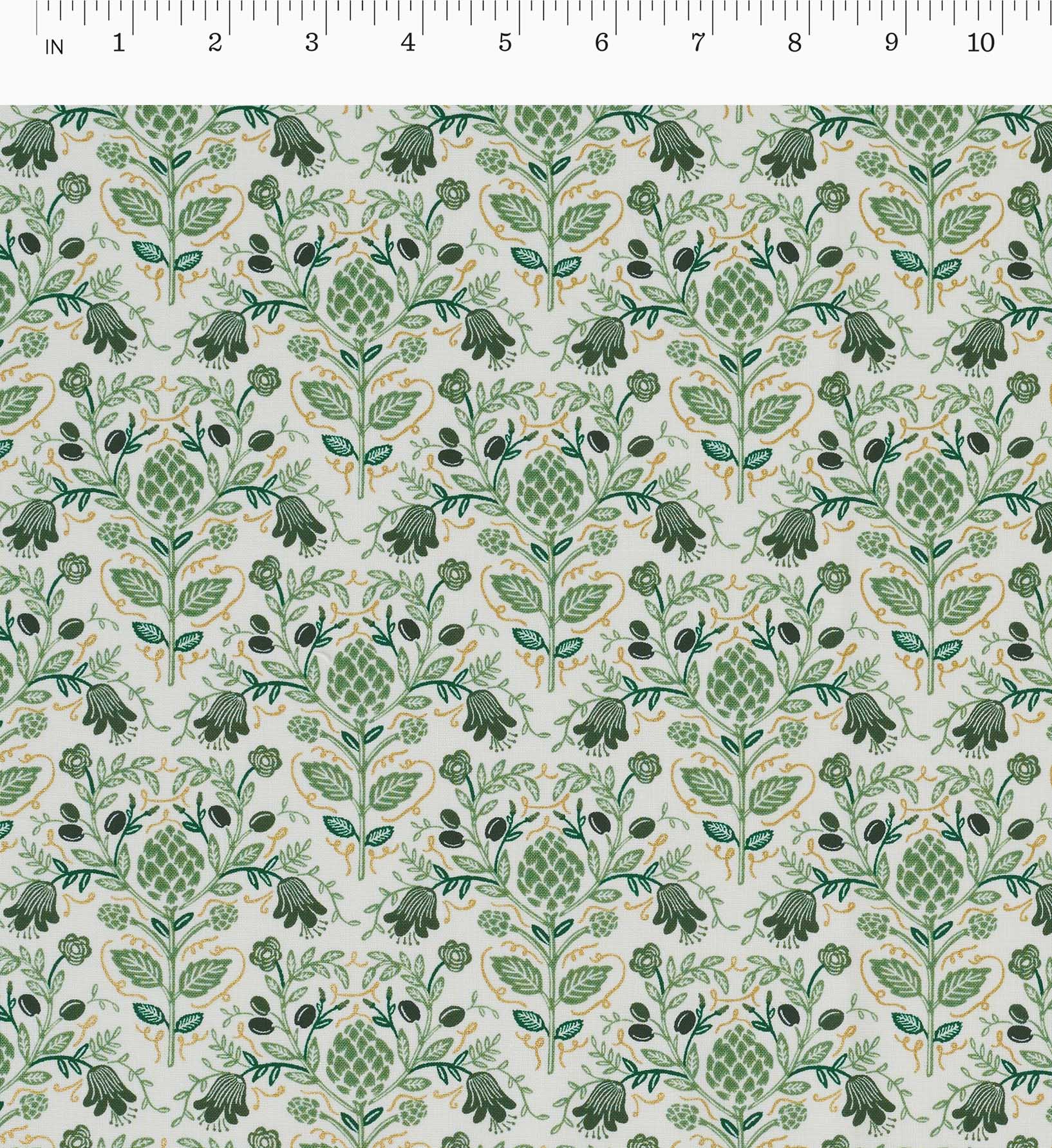 Artichoke Cotton Metallic Fabric - Cream - Image 2