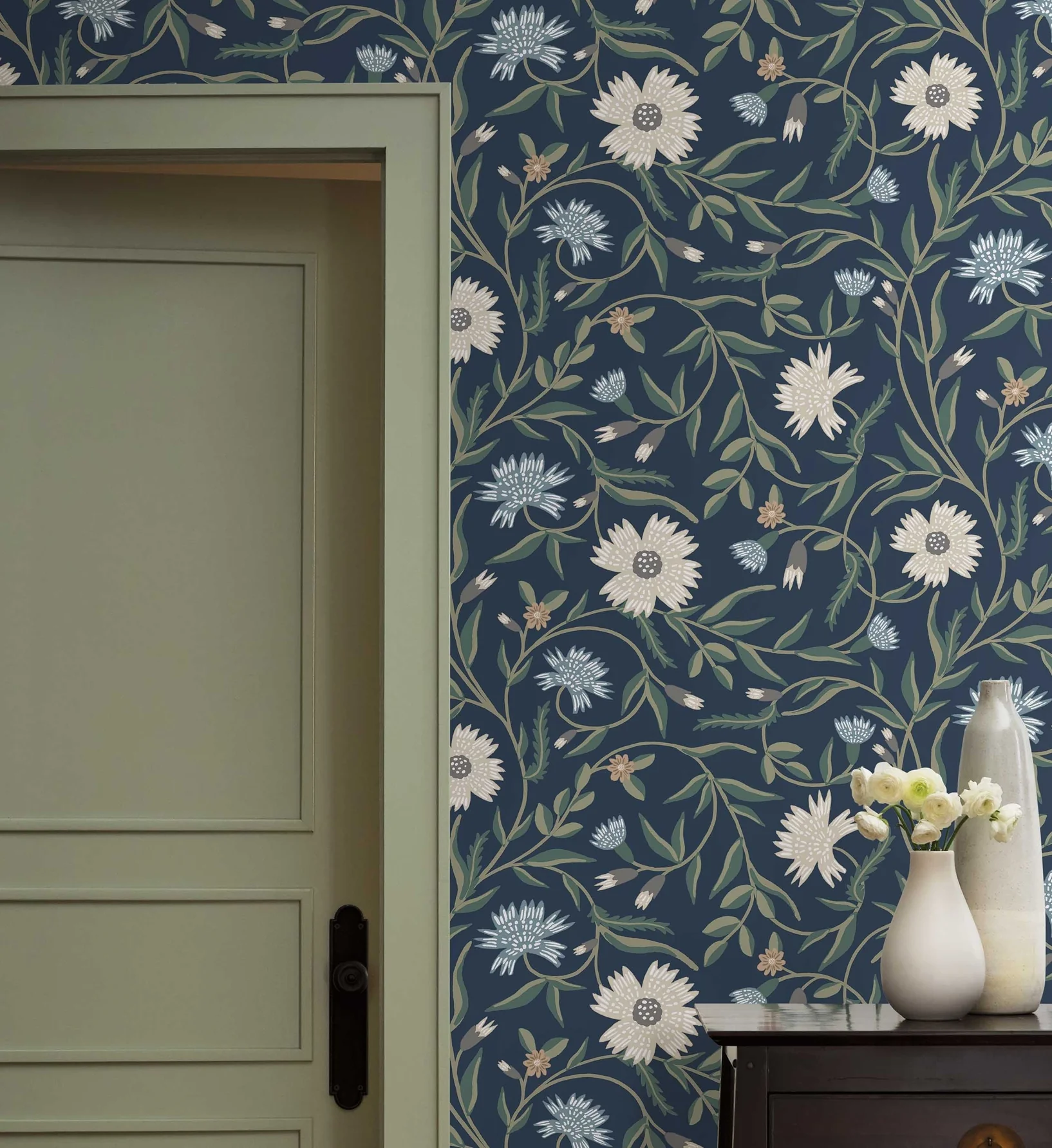 Aster Wallpaper - Navy - Image 2