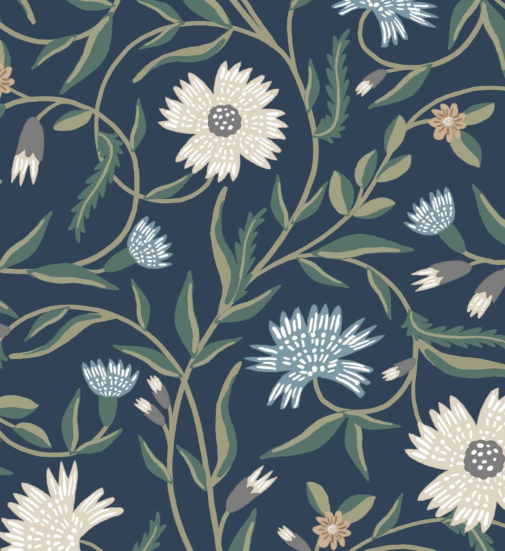Aster Wallpaper - Navy - Image 3