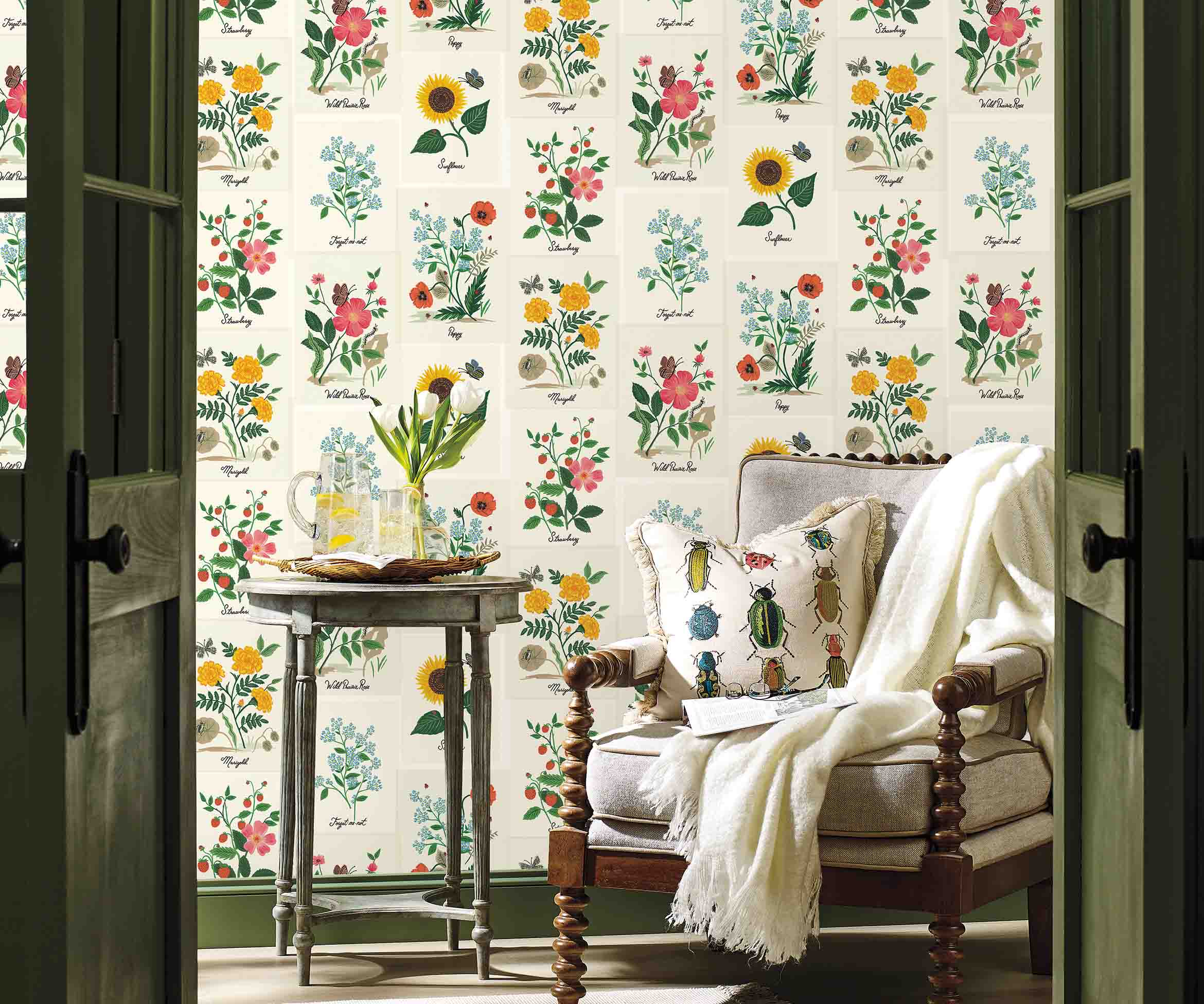 Botanical Prints Wallpaper Sample - White - Image 3