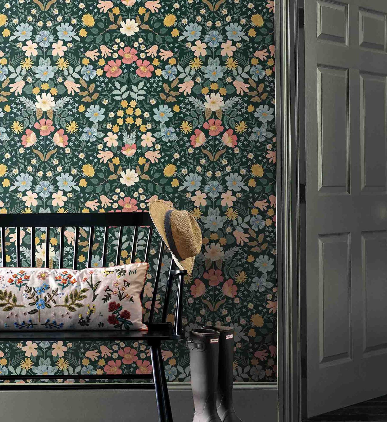 Bramble Garden Peel & Stick Wallpaper - Emerald - Image 2