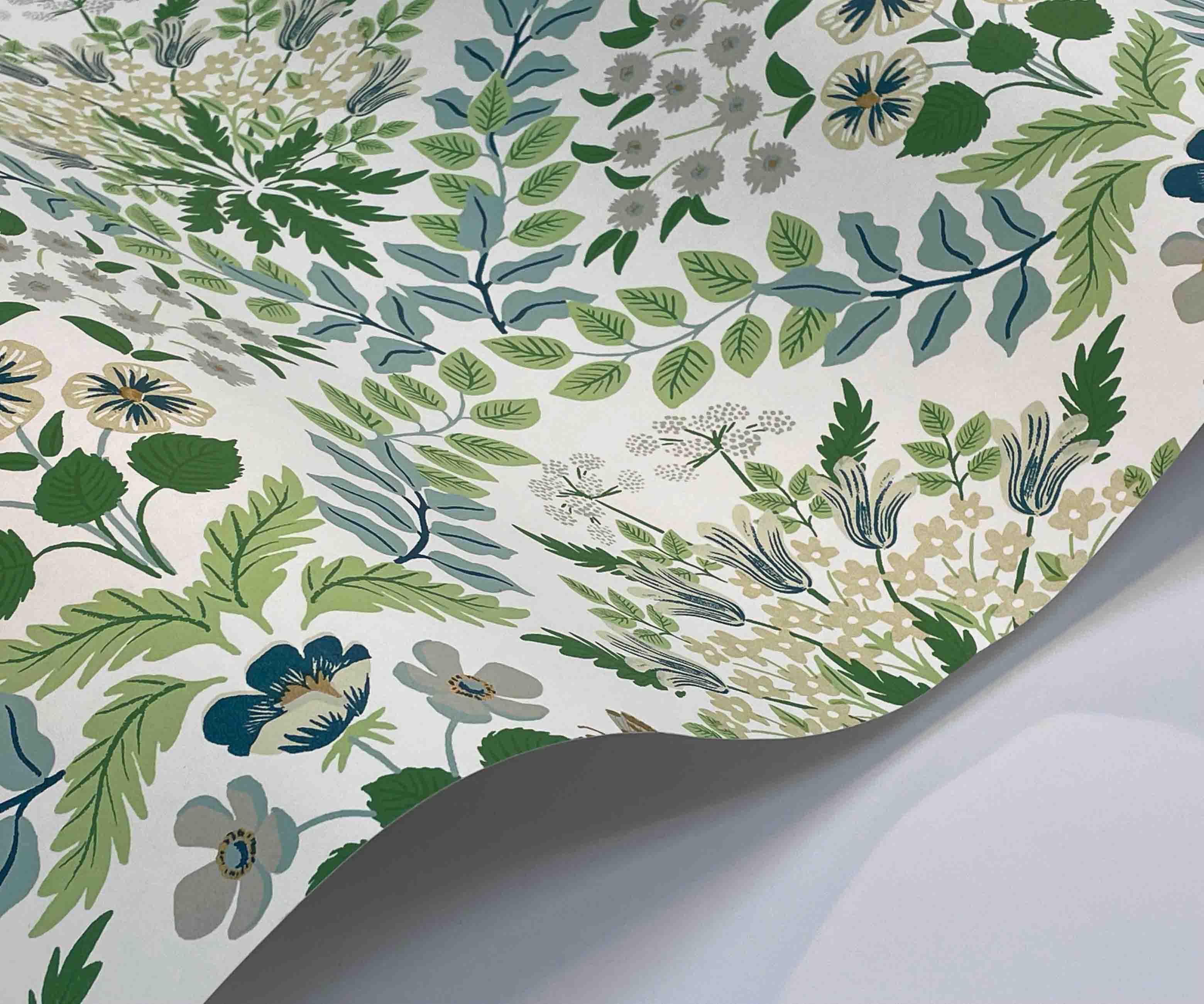 Bramble Wallpaper Sample - Blue & Green - Image 2