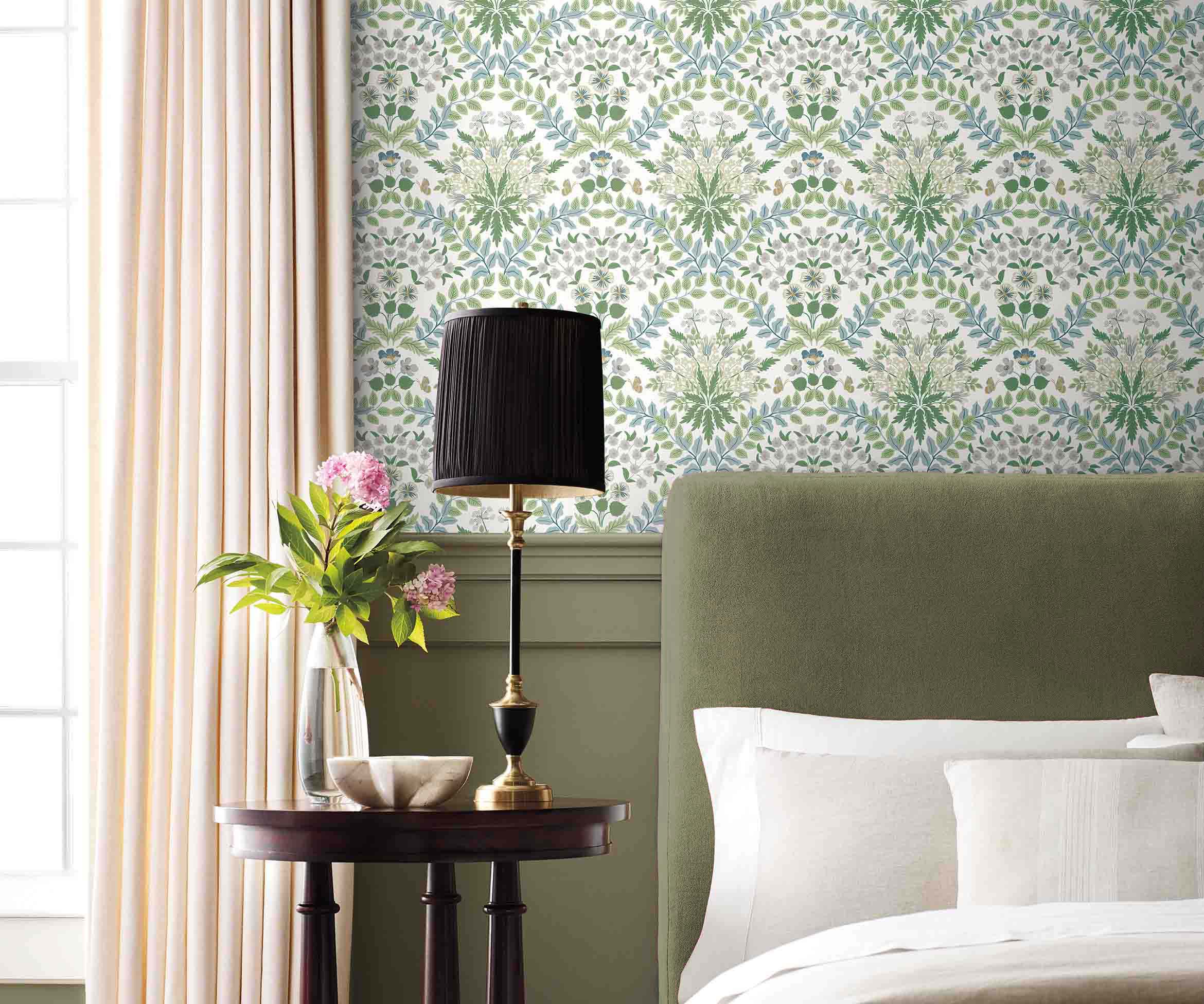 Bramble Wallpaper Sample - Blue & Green - Image 3