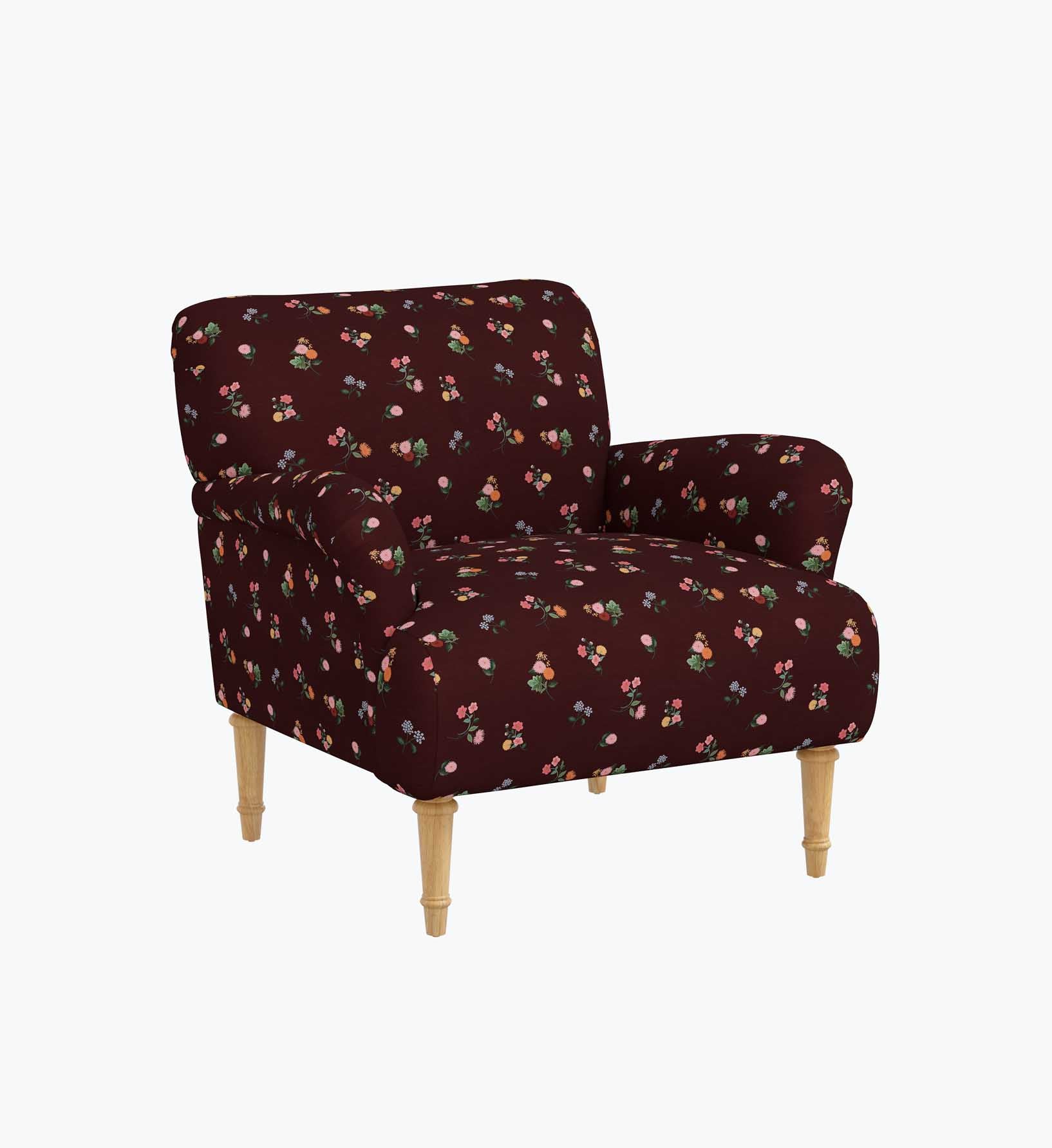 Bristol Armchair - Ditsy Dahlia Burgundy - Image 7