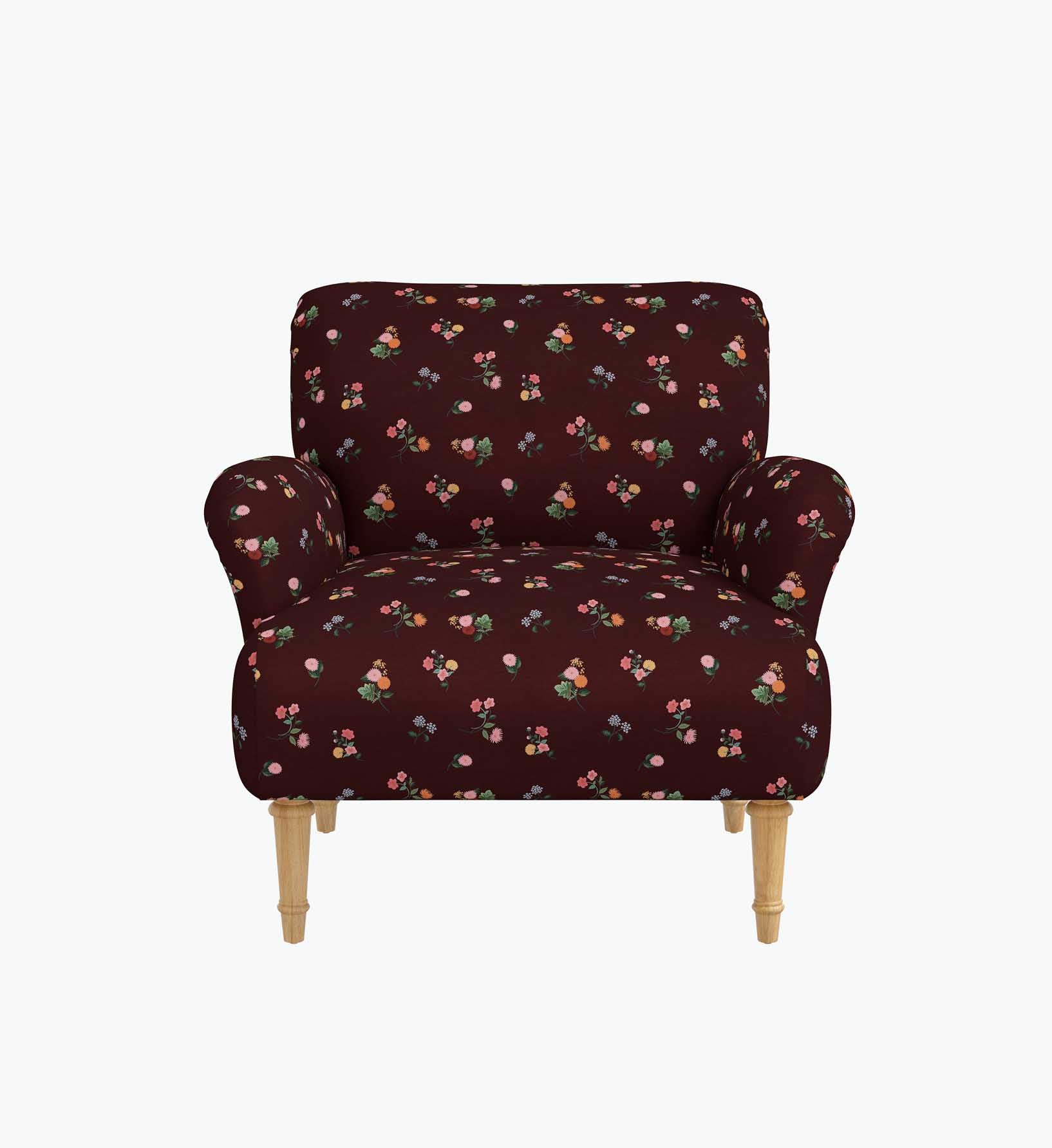 Bristol Armchair - Ditsy Dahlia Burgundy - Image 8
