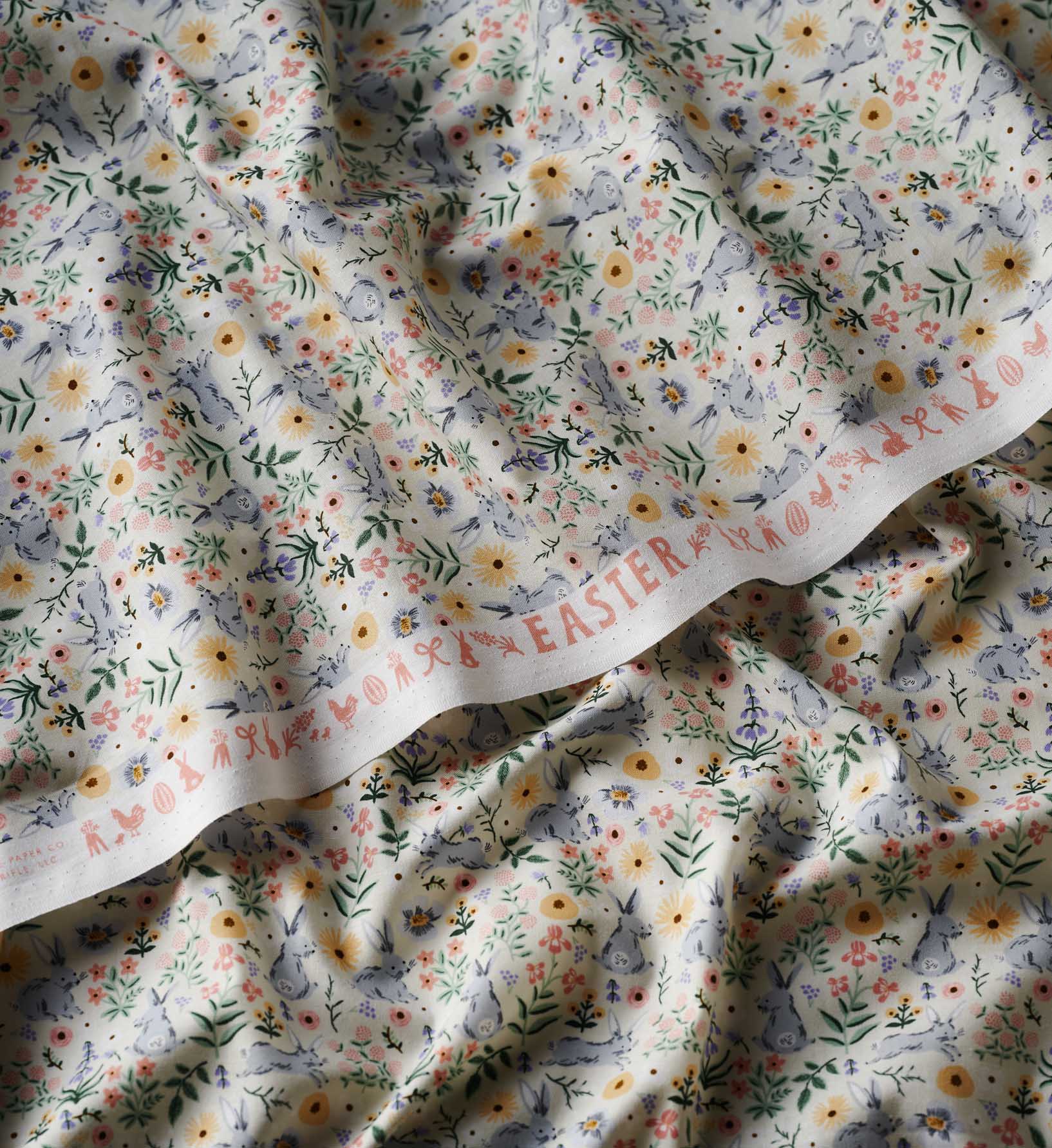 Bunny Floral Cotton Fabric - Cream - Image 2