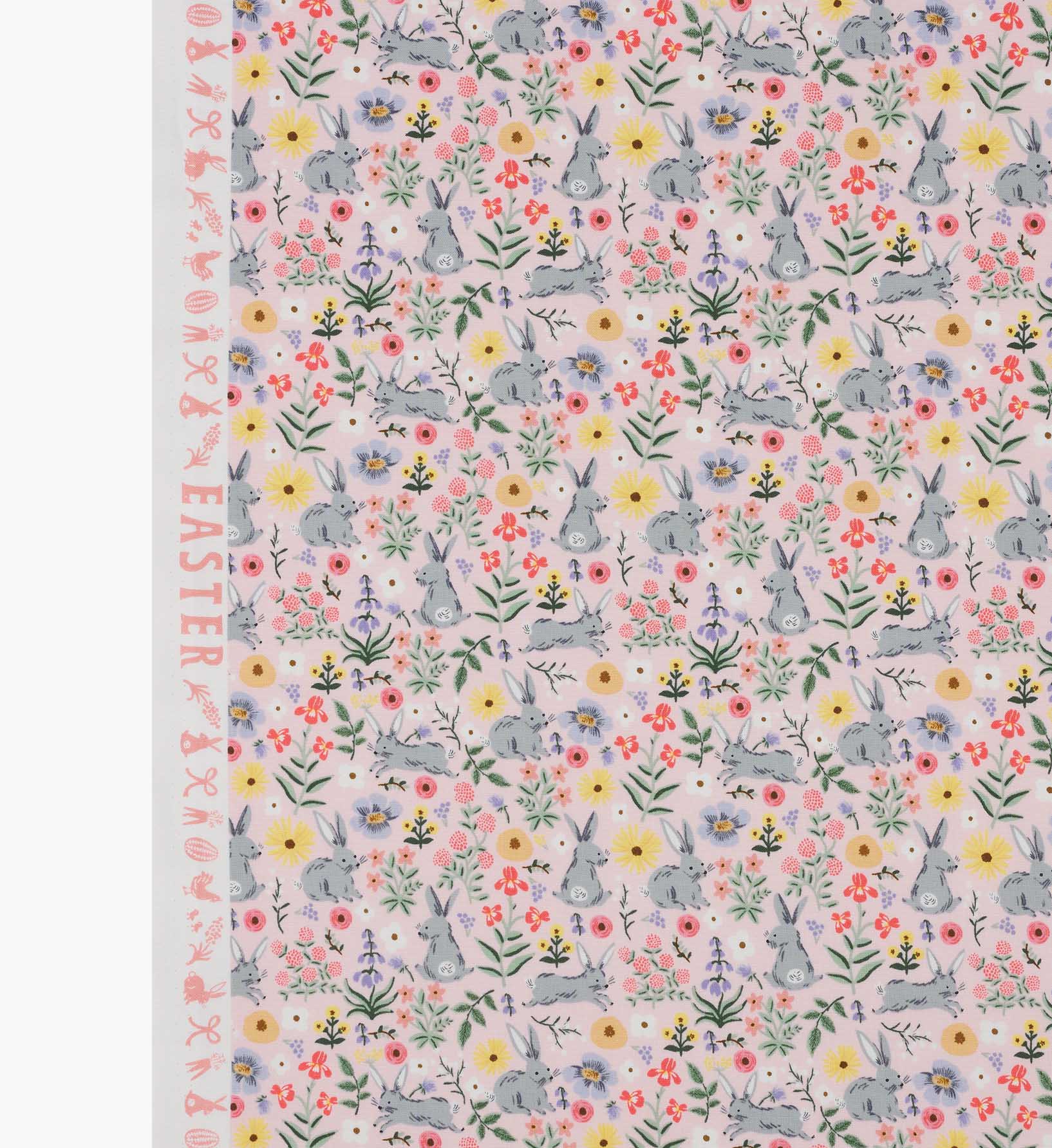 Bunny Floral Cotton Fabric - Pink - Image 3