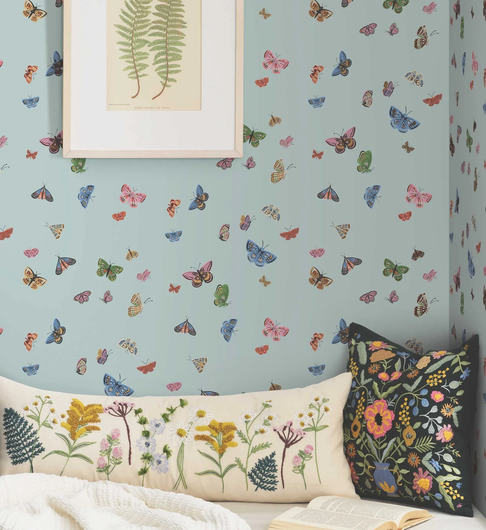 Butterfly House Peel & Stick Wallpaper - Light Blue - Image 2