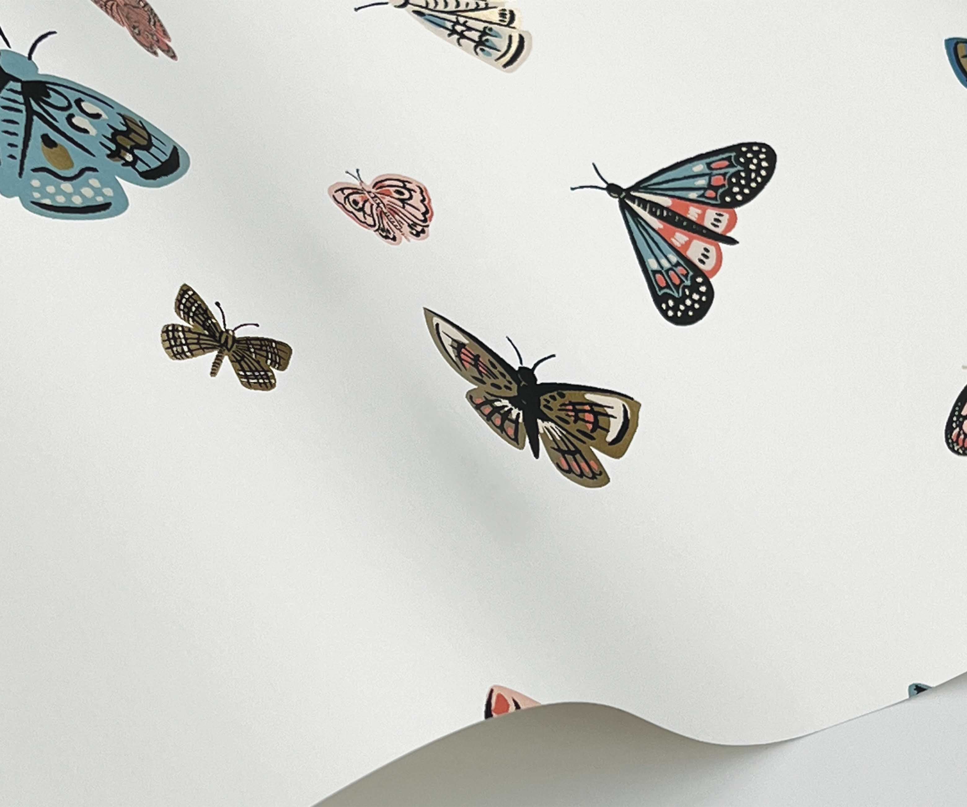 Butterfly House Wallpaper Sample - White - Image 2