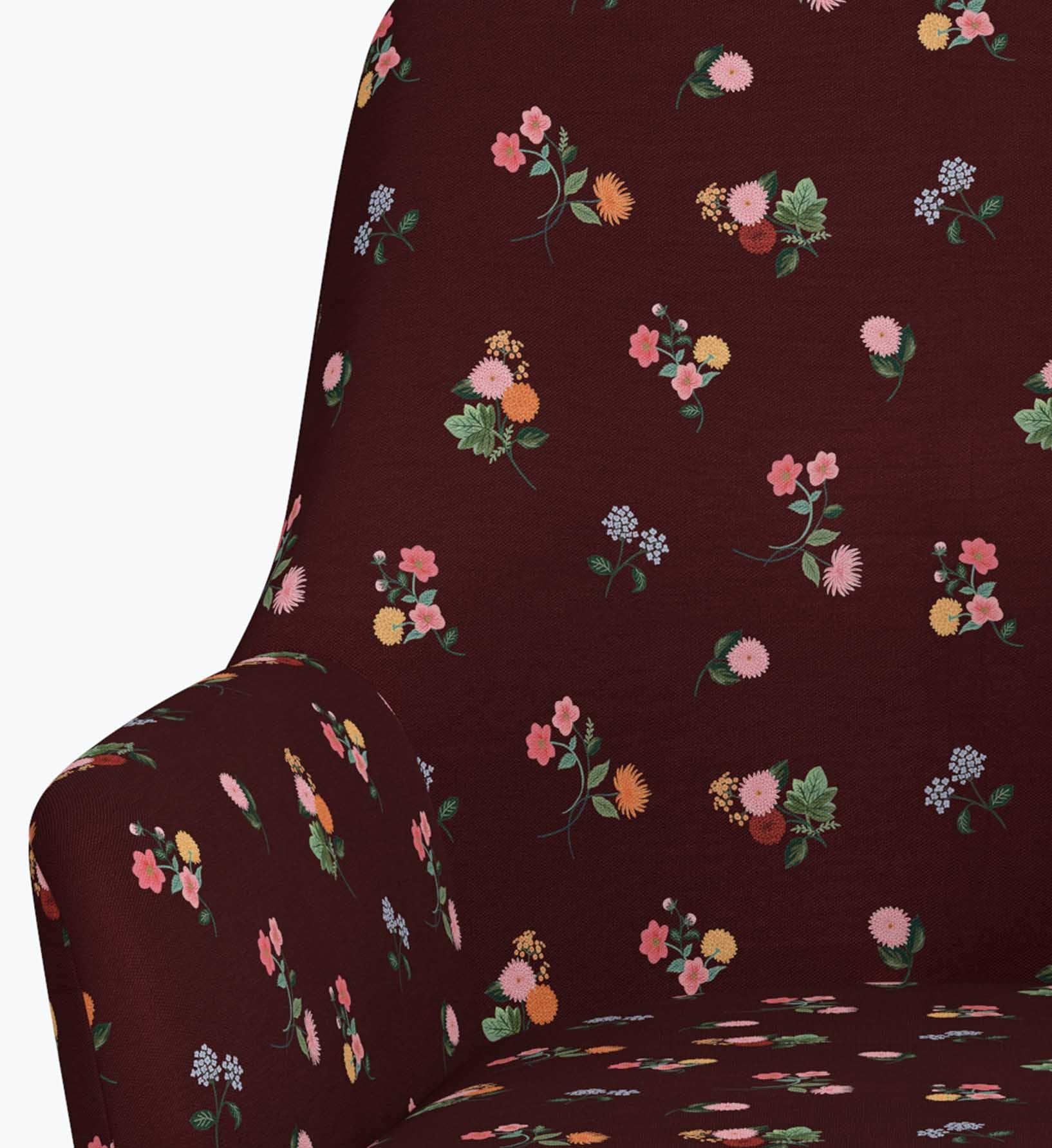 Cambridge Desk Chair - Ditsy Dahlia Burgundy - Image 2