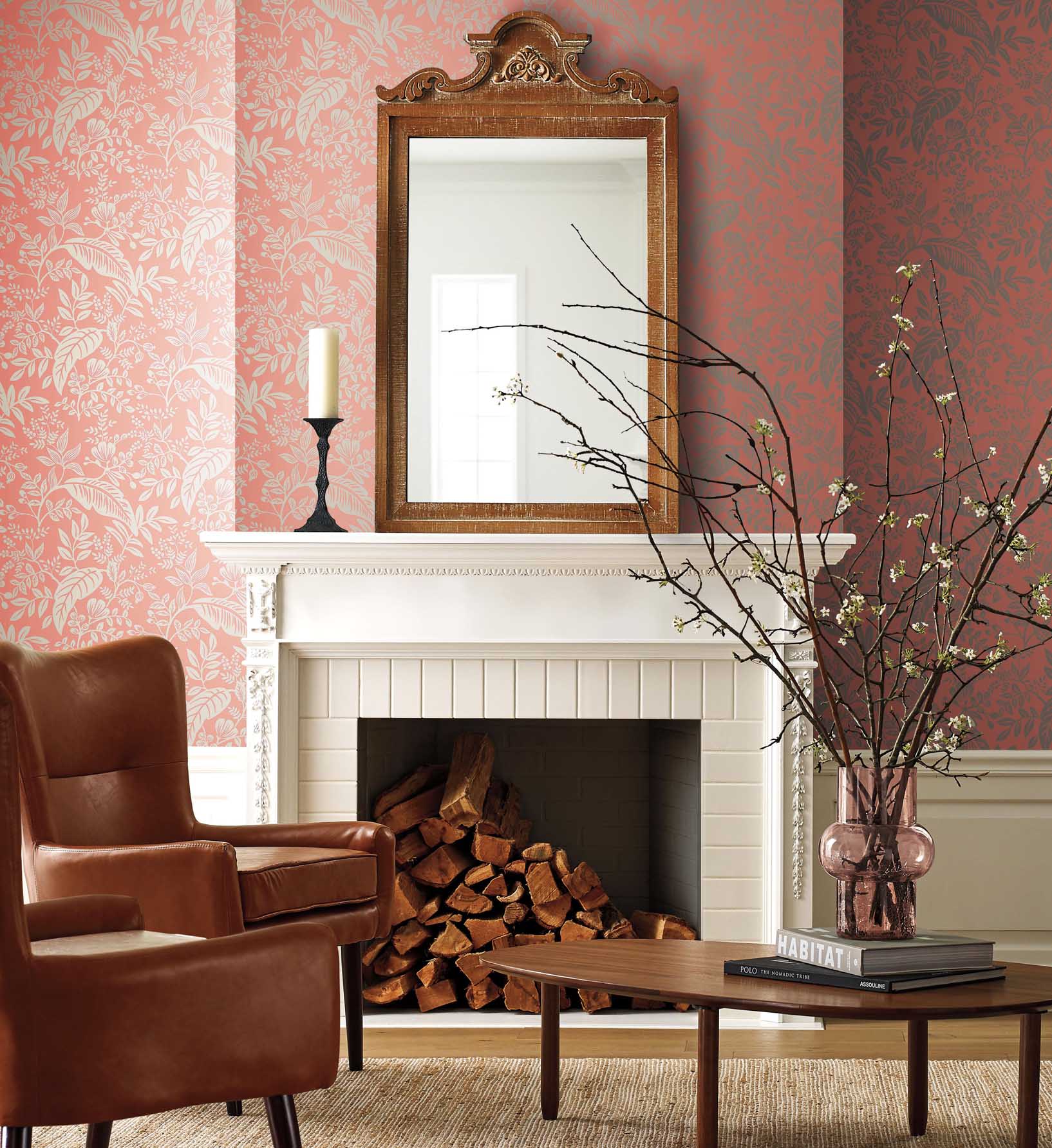 Canopy Wallpaper - Rose & Metallic Silver - Image 2