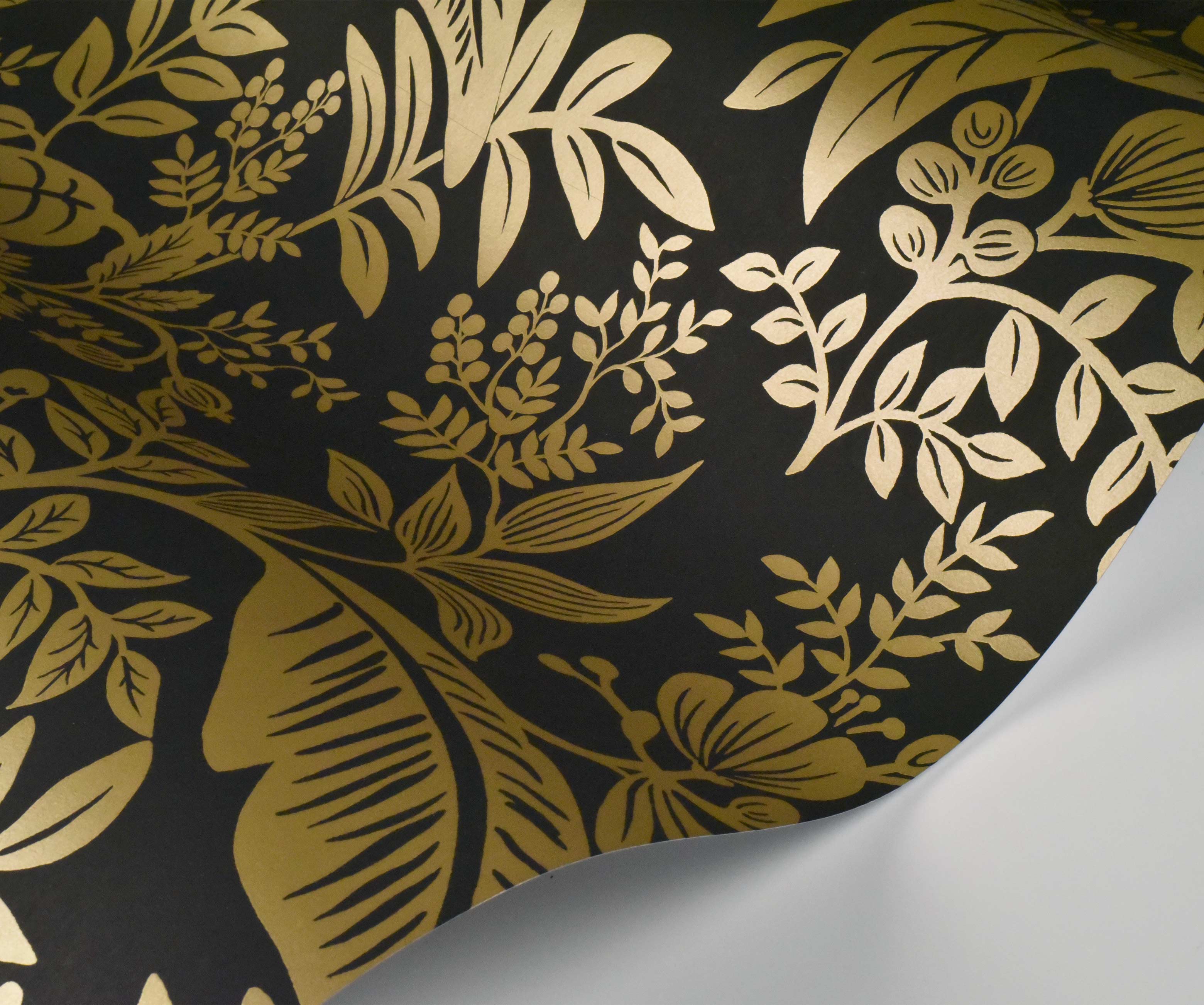 Canopy Wallpaper Sample - Metallic Gold & Black - Image 2