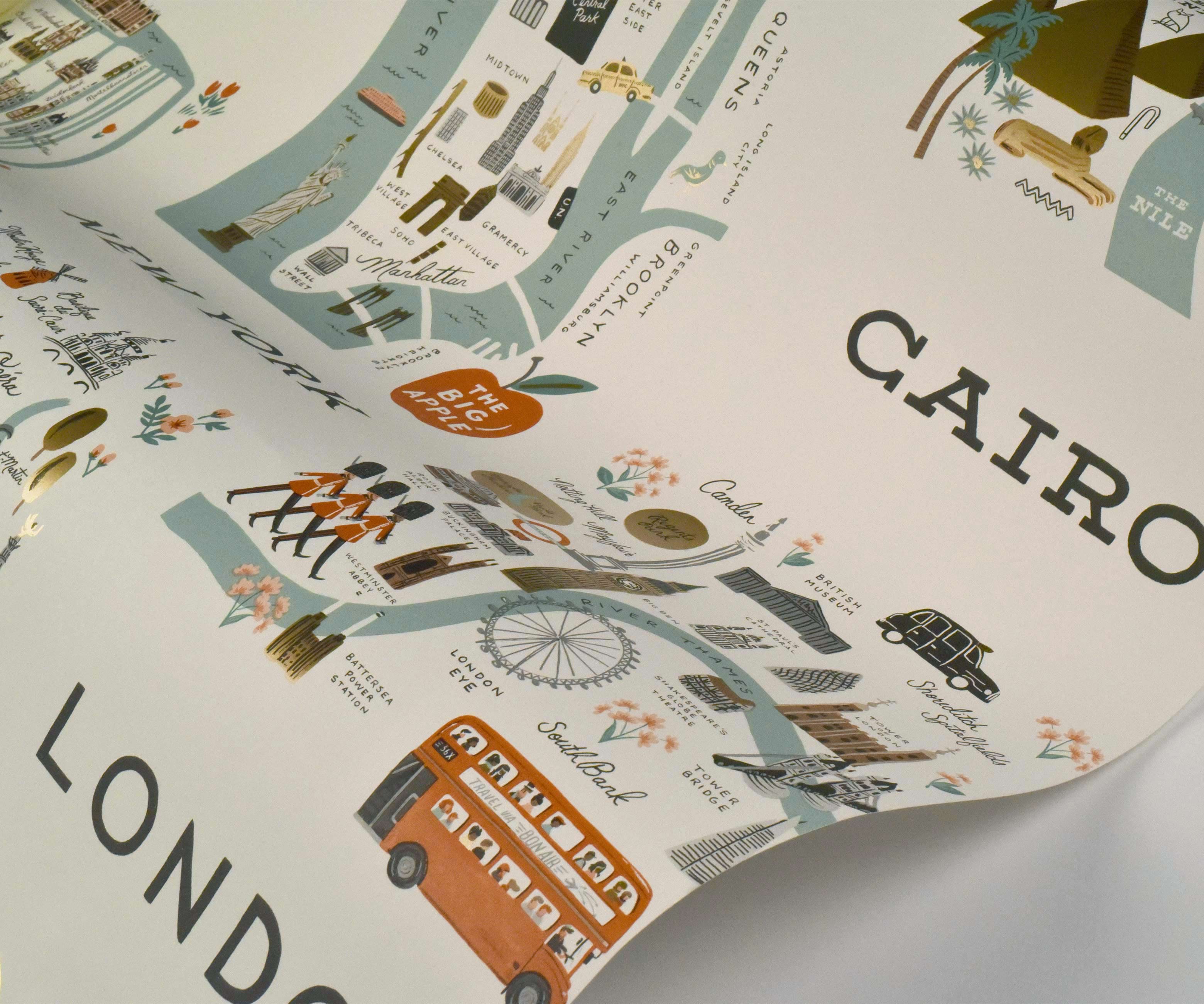 City Maps Wallpaper Sample - Mint - Image 2