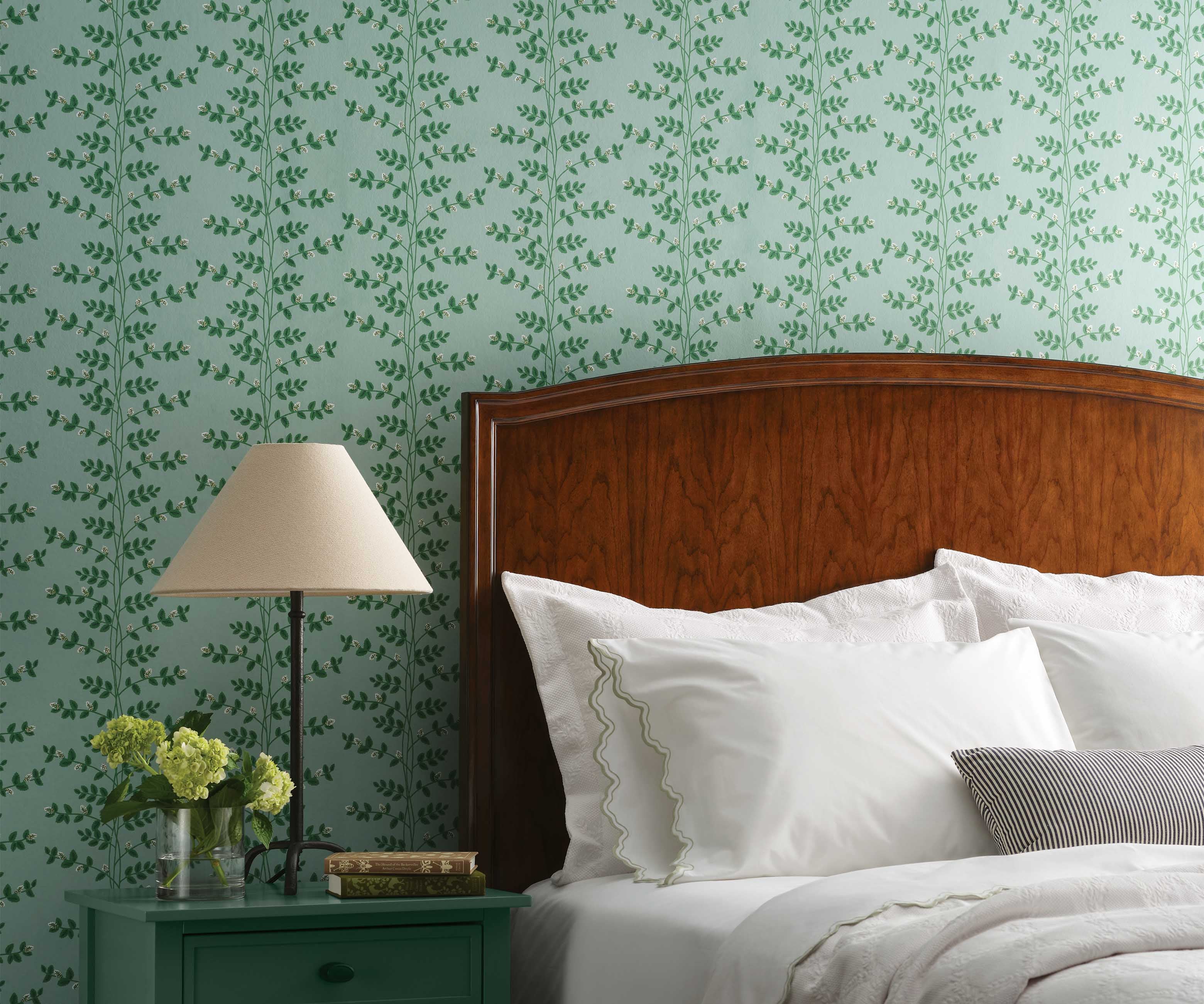 Climbing Vines Wallpaper Sample - Teal - Image 3