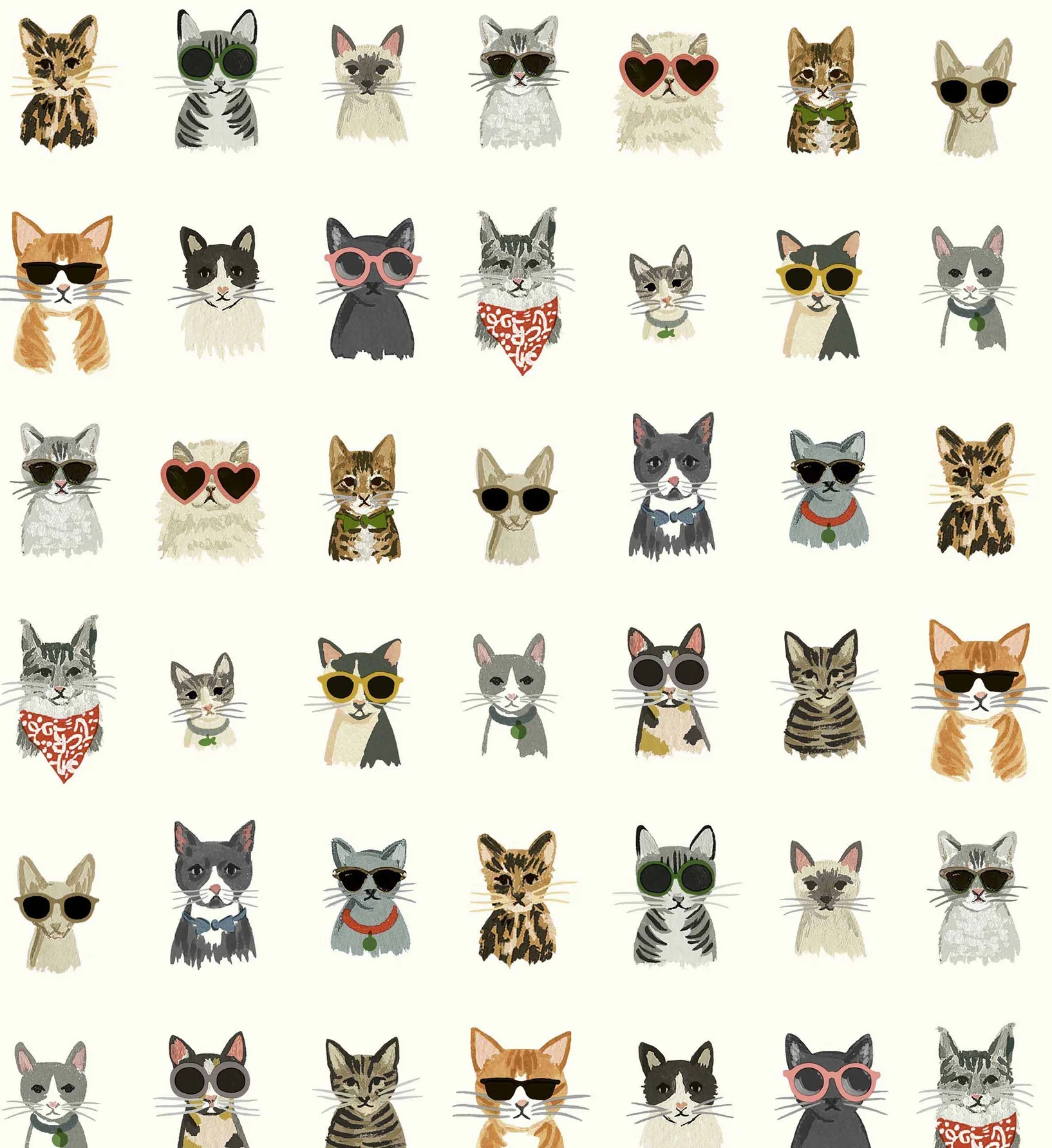 Cool Cats Peel & Stick Wallpaper - White Multi - Image 3