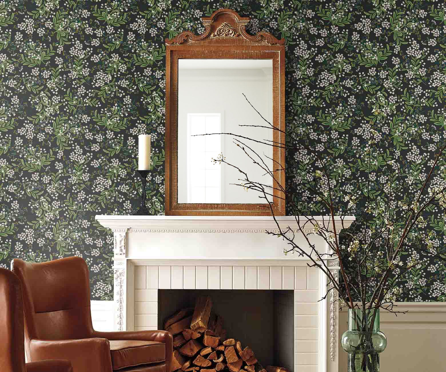 Cornflower Wallpaper Sample - Black - Image 3