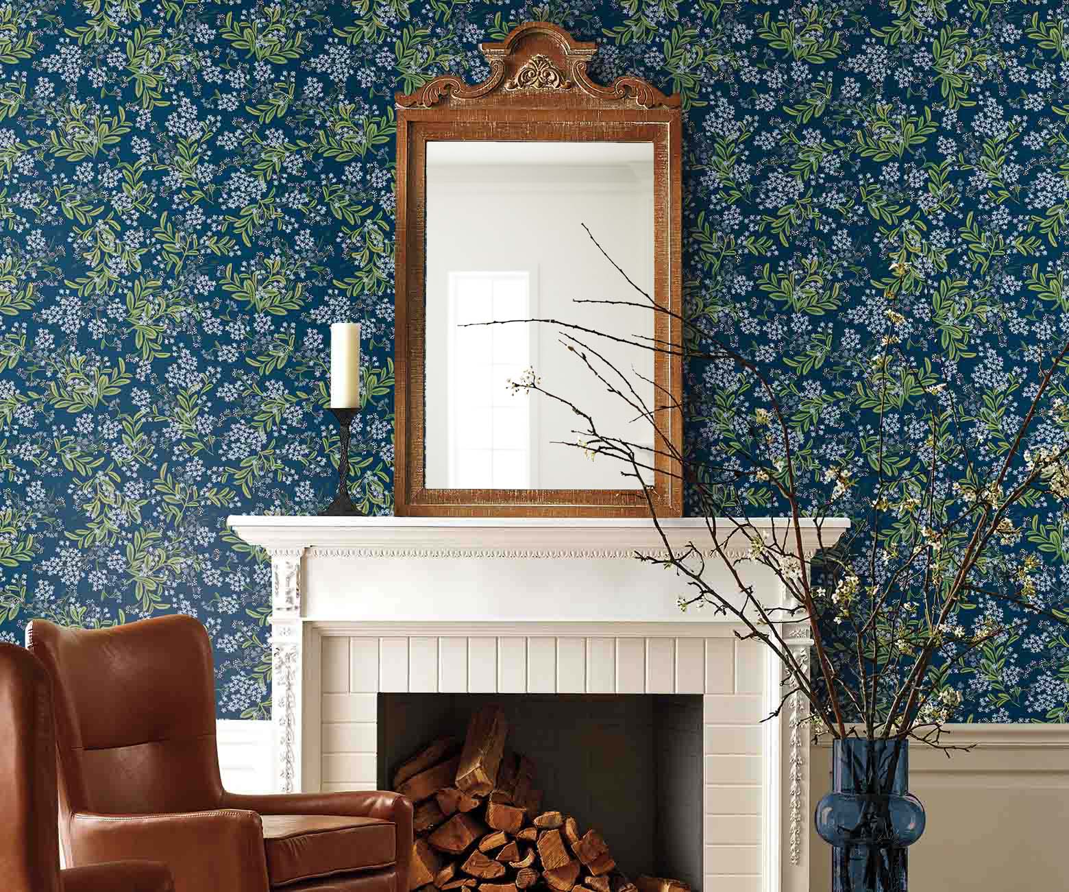 Cornflower Wallpaper Sample - Navy - Image 3