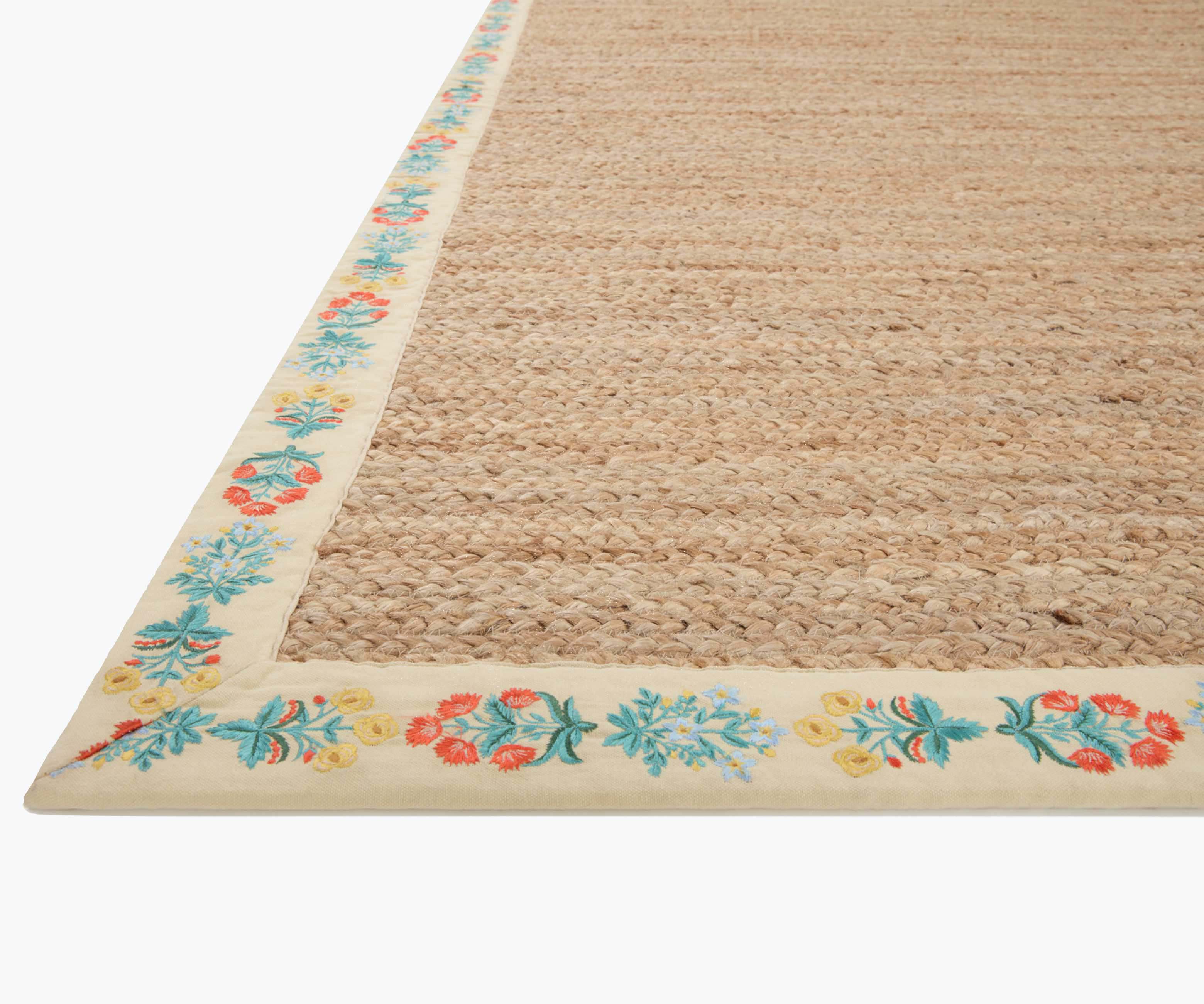 Costa Mughal Rose Jute Rug - Natural & Cream - Image 3