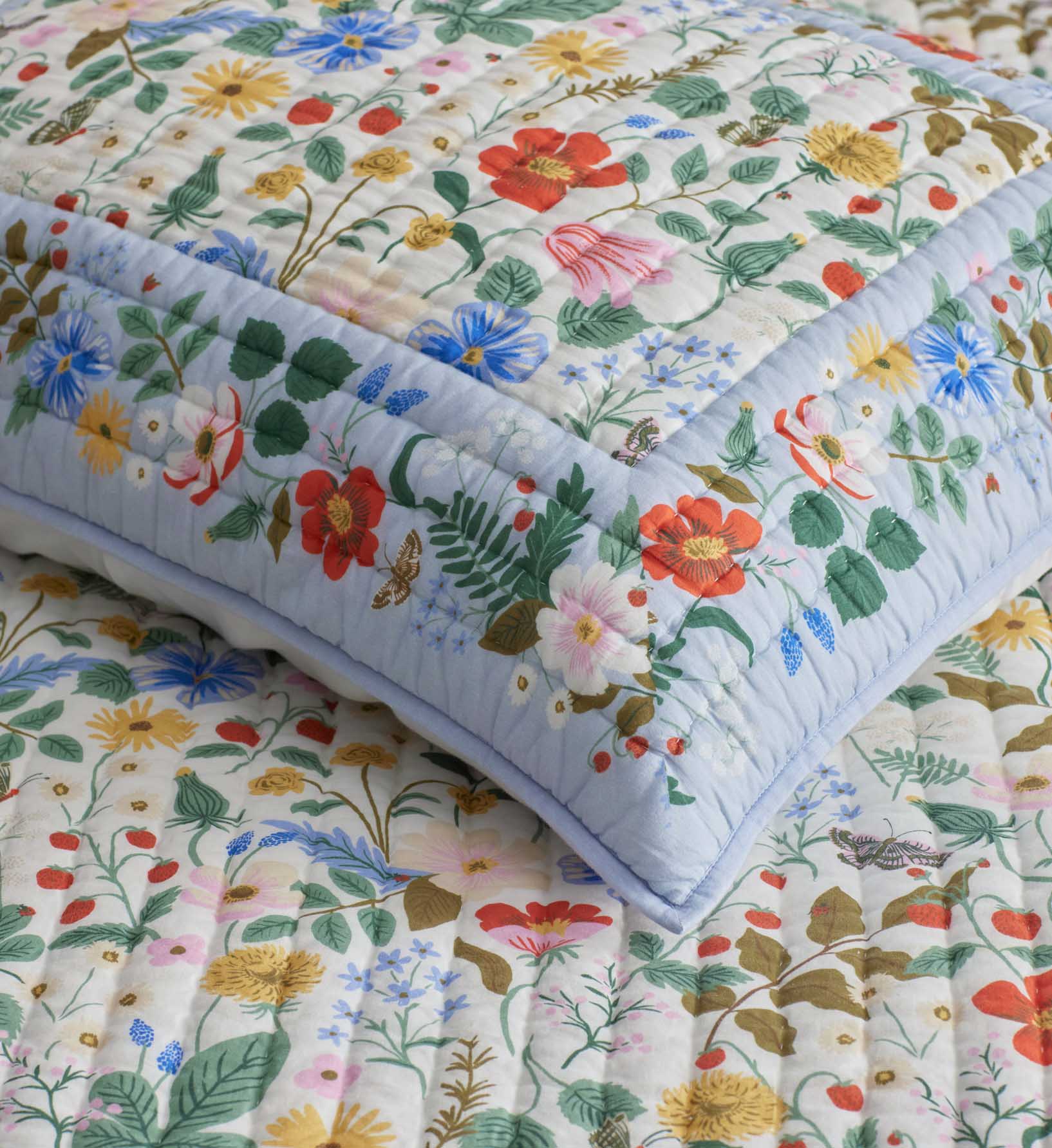 Cotton Quilted Sham - Strawberry Fields - Image 2
