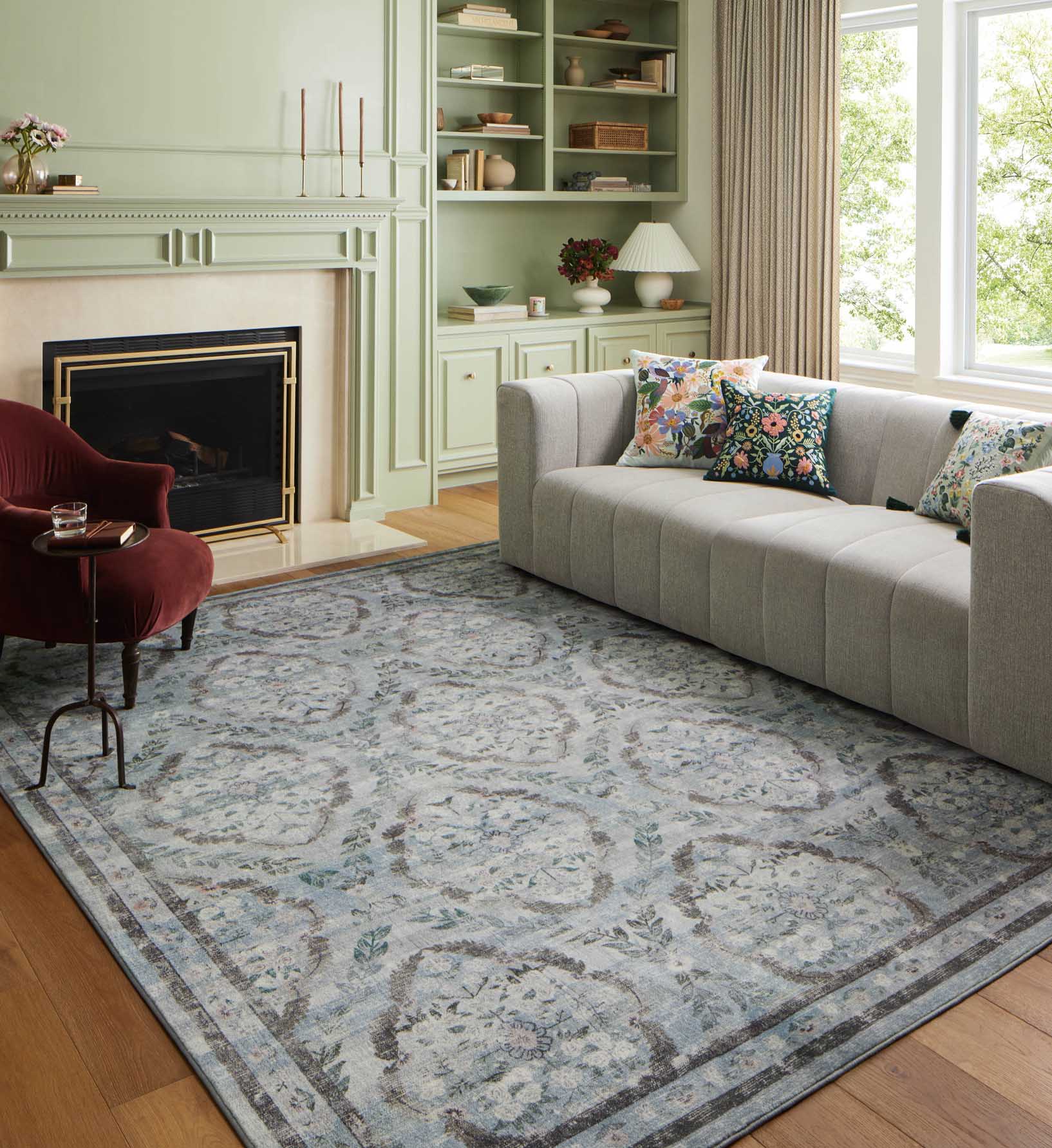 Courtyard Chateau Printed Rug - Blue - Image 2