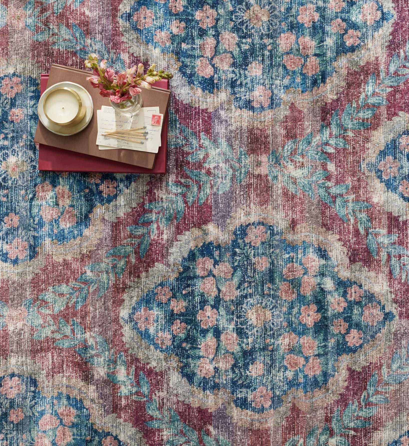 Courtyard Chateau Printed Rug - Red - Image 3