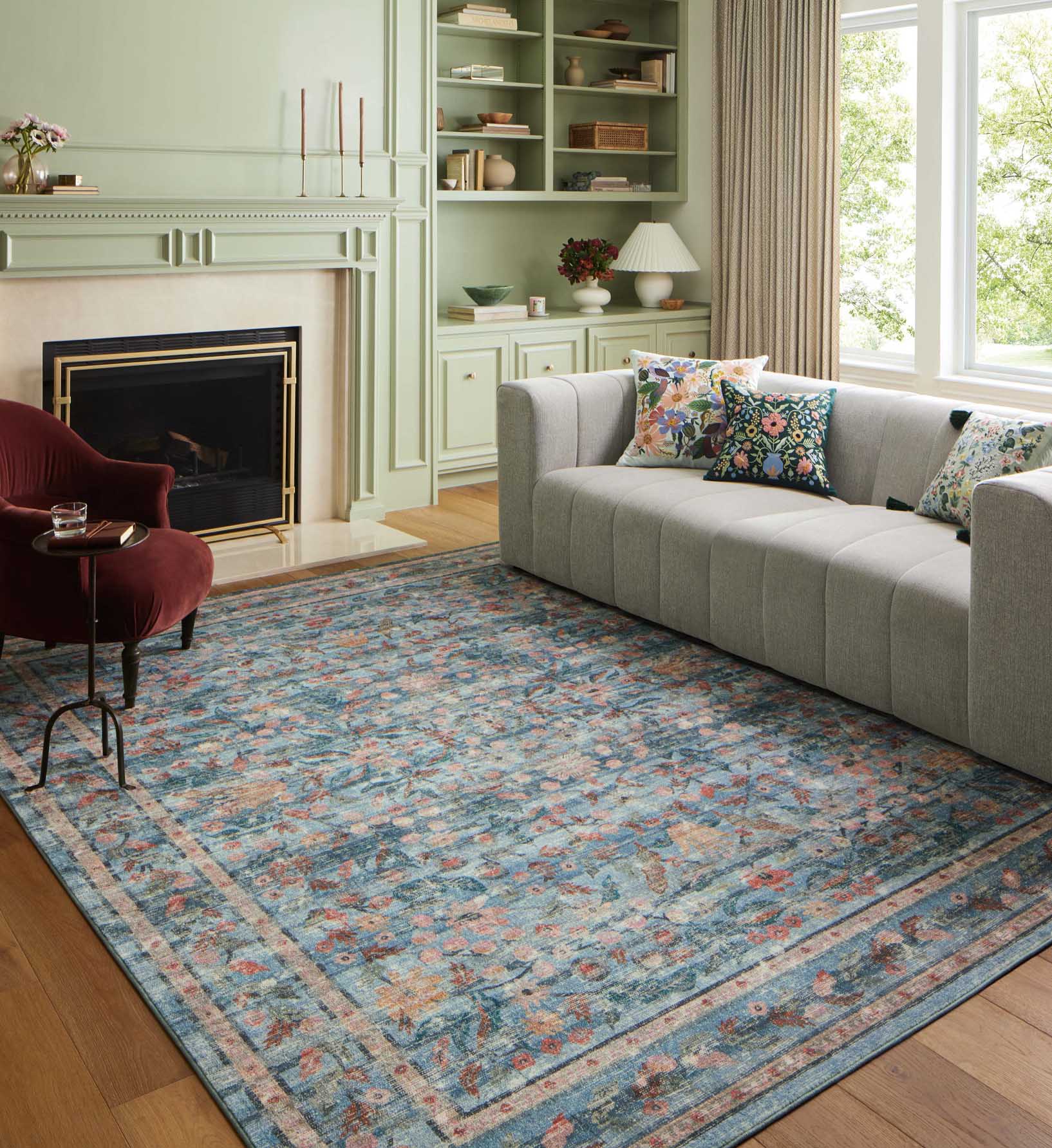 Courtyard Eve Printed Rug - Blue - Image 2