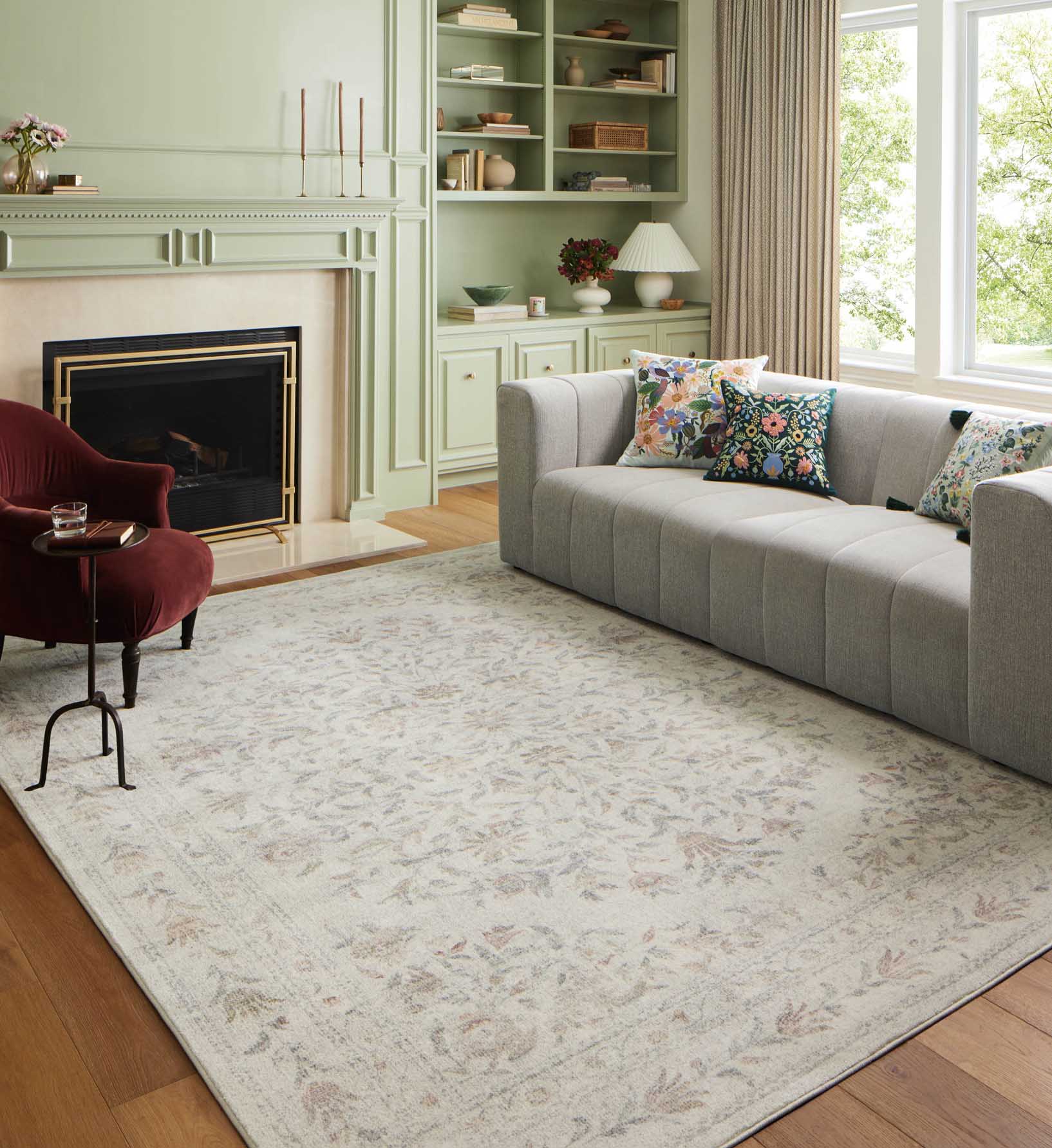 Courtyard Lily Printed Rug - Yellow Multi - Image 2