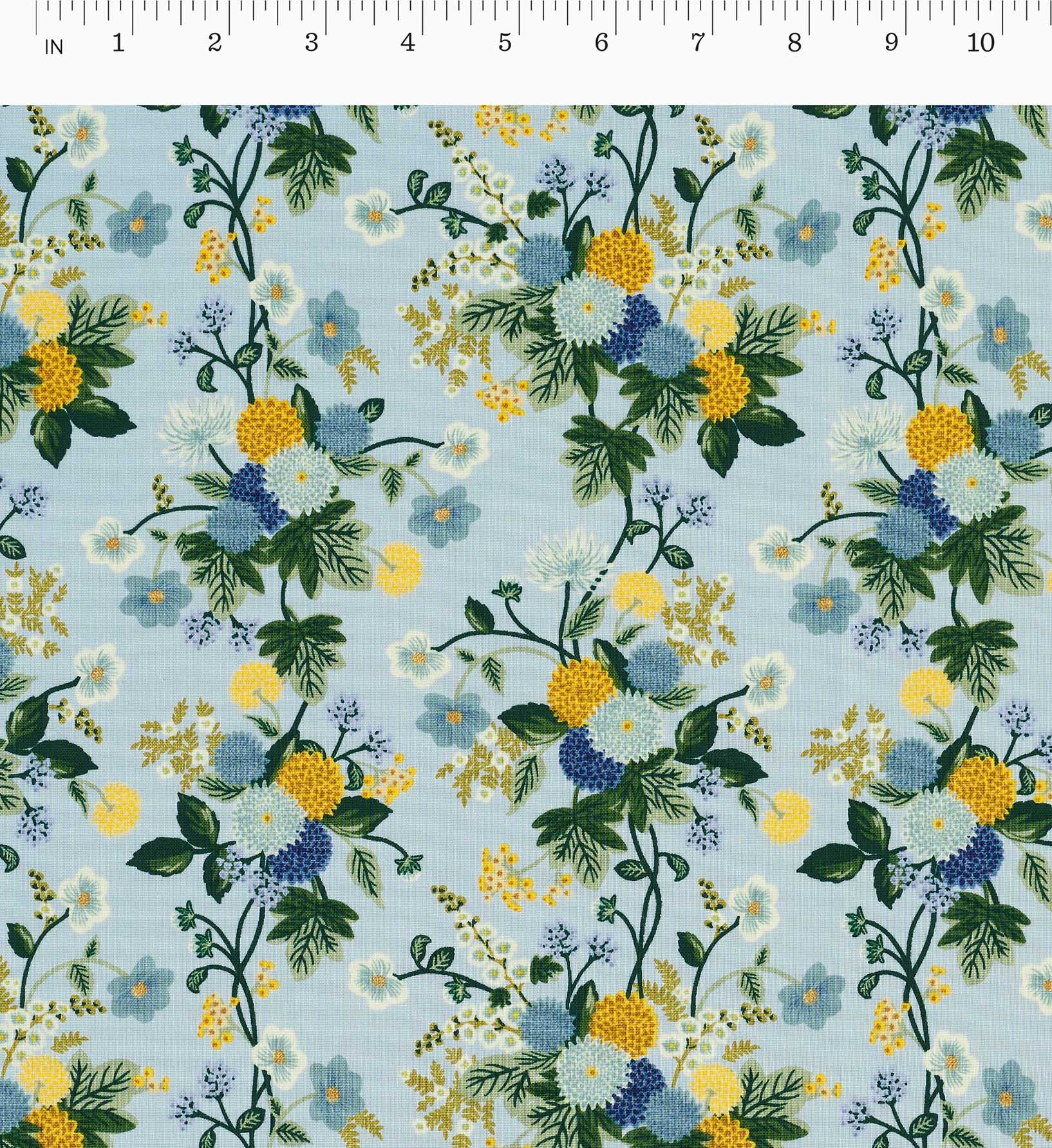 Dahlia Cotton Fabric - Blue - Image 2