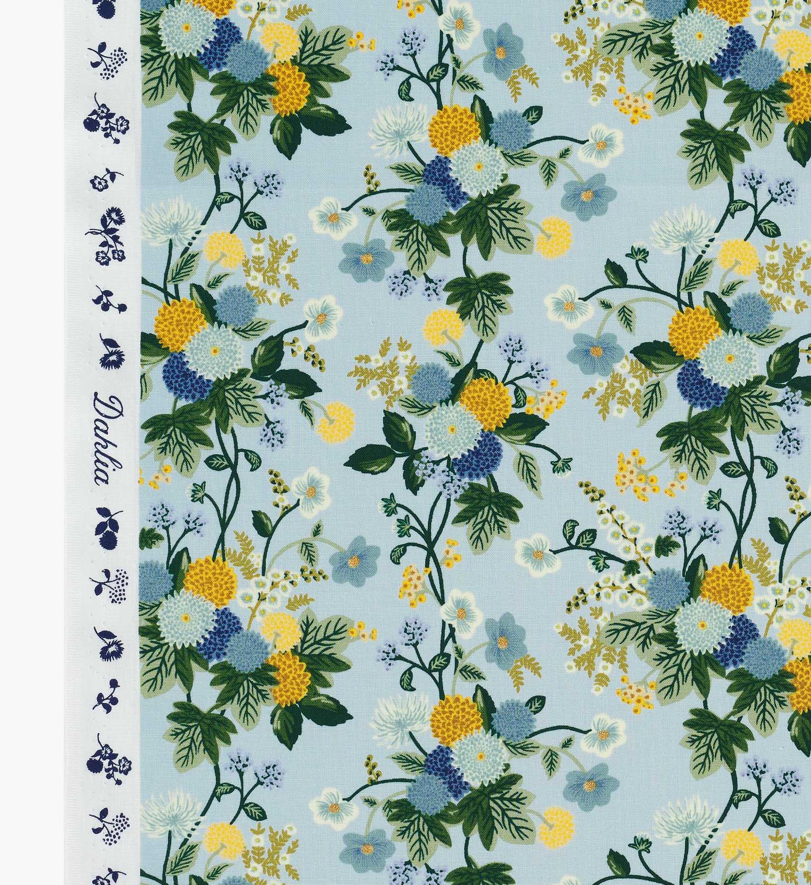 Dahlia Cotton Fabric - Blue - Image 3