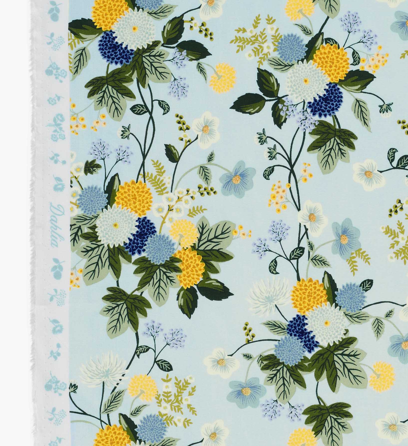 Dahlia Rayon Fabric - Blue - Image 4