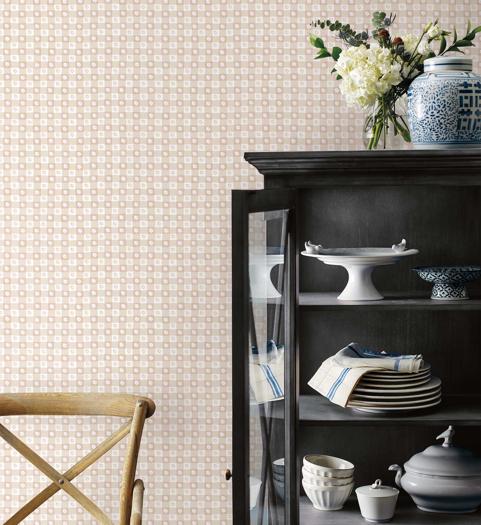 Daisy Gingham Peel & Stick Wallpaper - Blush - Image 2