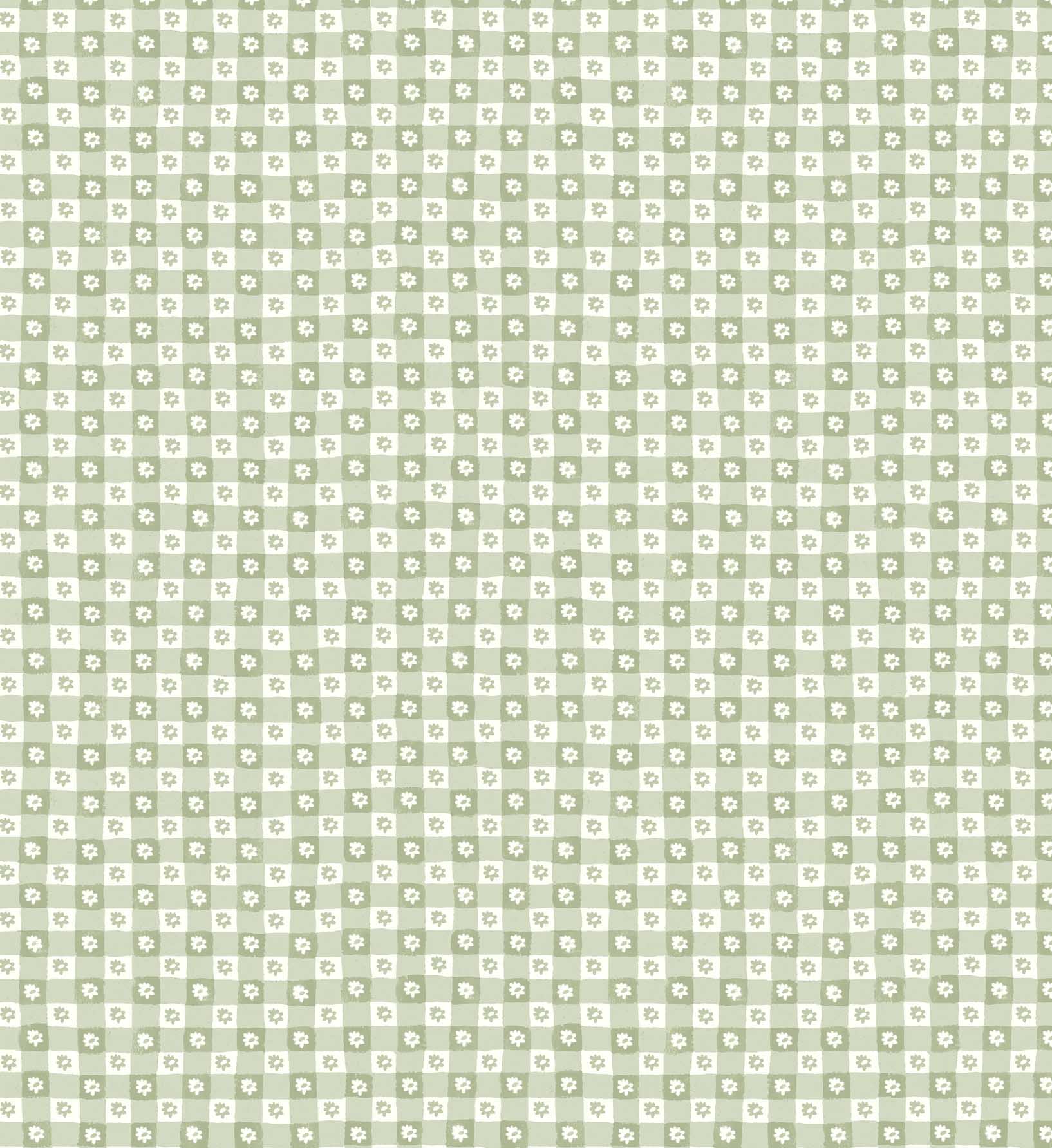 Daisy Gingham Peel & Stick Wallpaper Sample - Green - Image 3