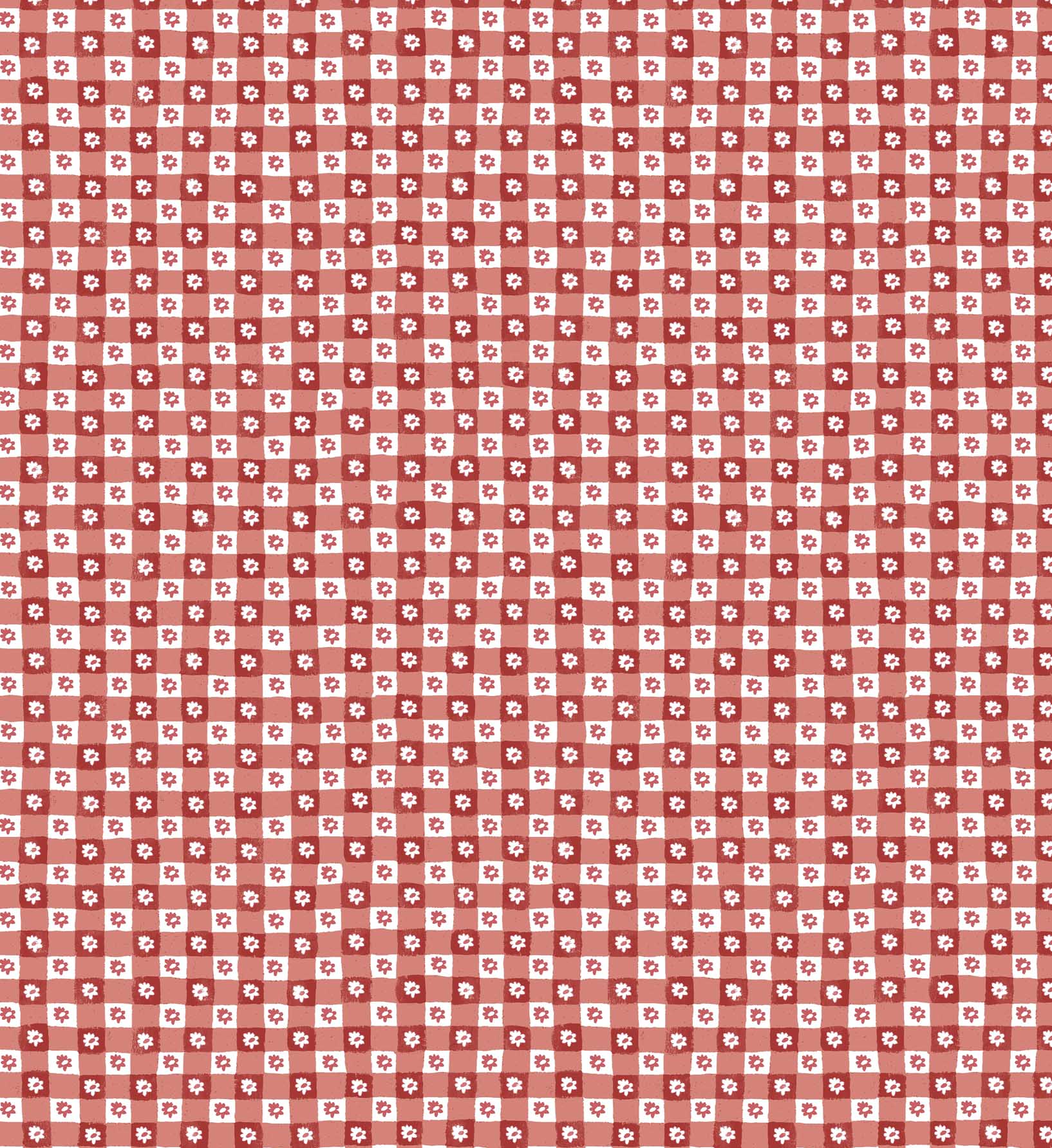 Daisy Gingham Peel & Stick Wallpaper Sample - Red - Image 3