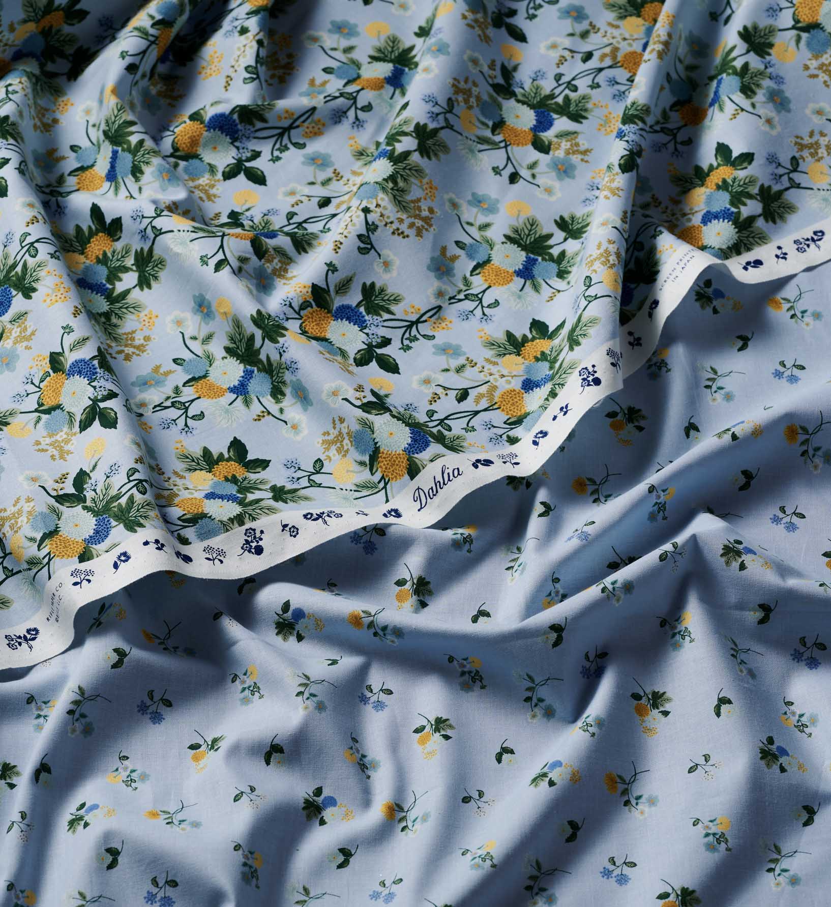 Dahlia Rayon Fabric - Blue - Image 2