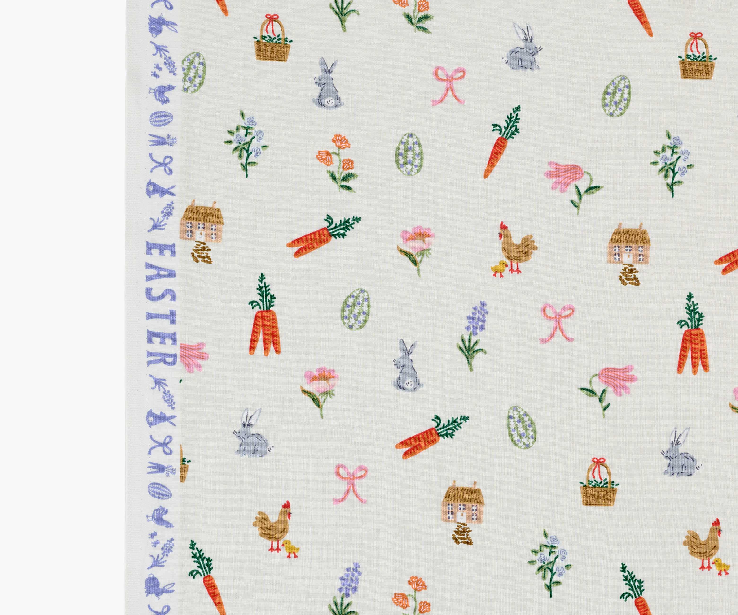 Easter Basket Cotton Fabric - Cream - Image 4