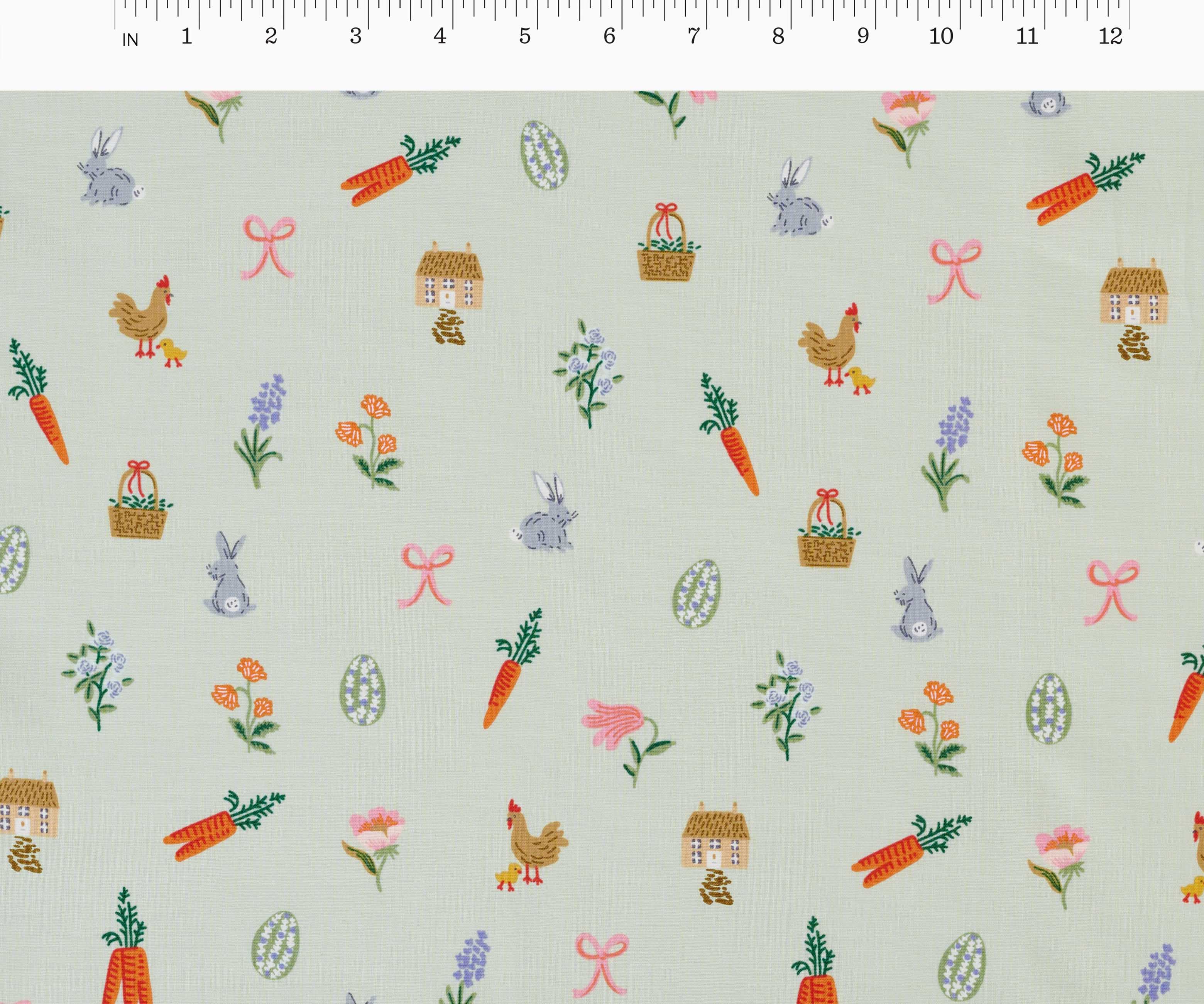 Easter Basket Cotton Fabric - Mint - Image 2