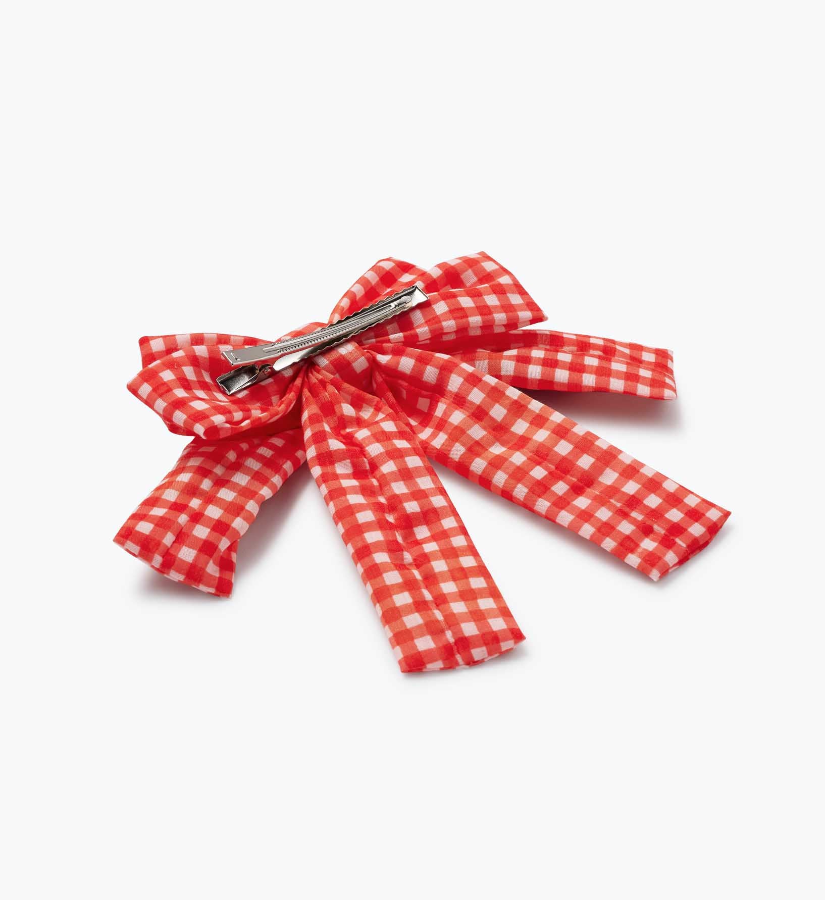 Embroidered Bow Clip - Gingham Cherries - Image 3