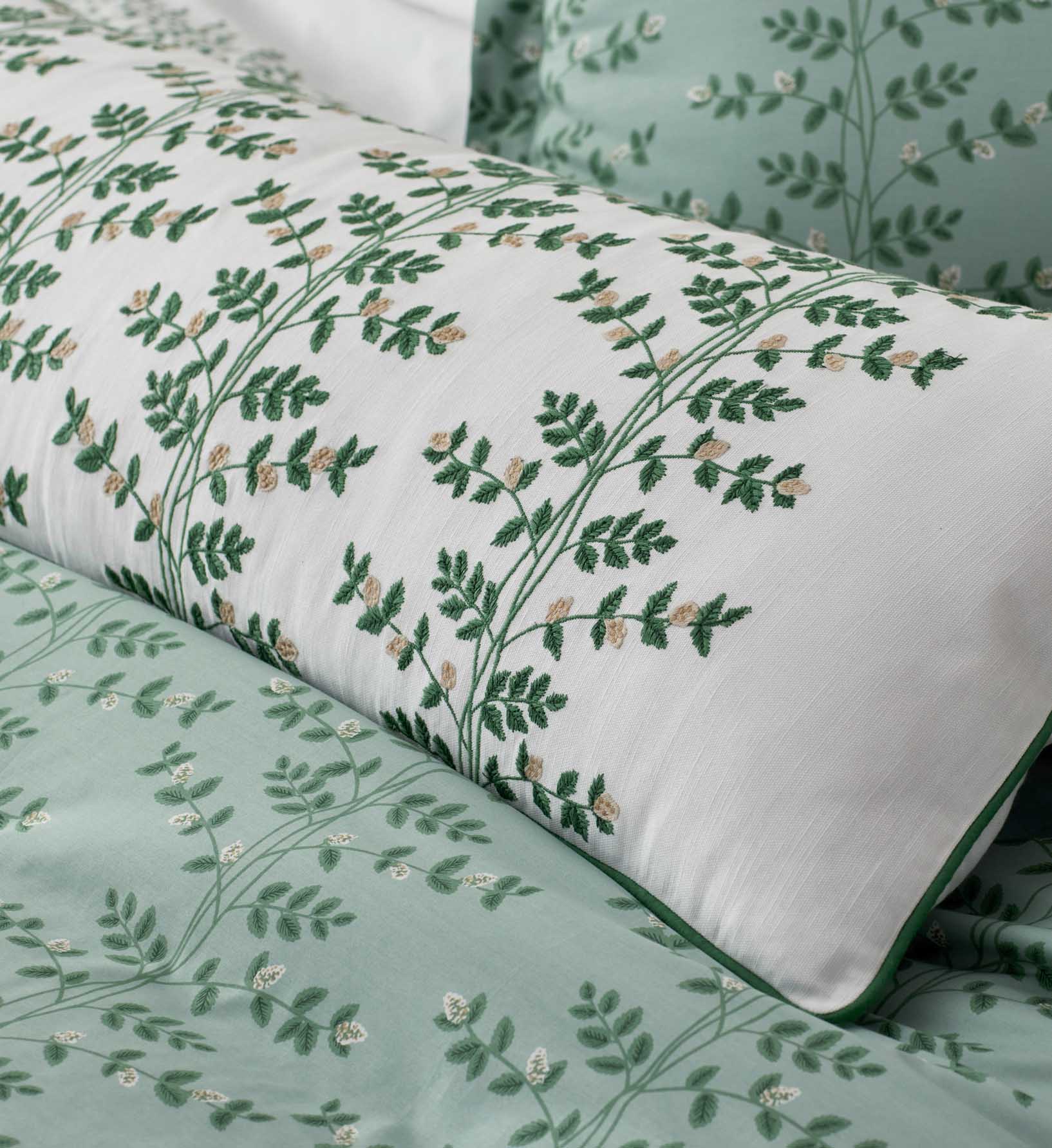 Embroidered Lumbar Pillow Cover - Climbing Vines White - Image 2