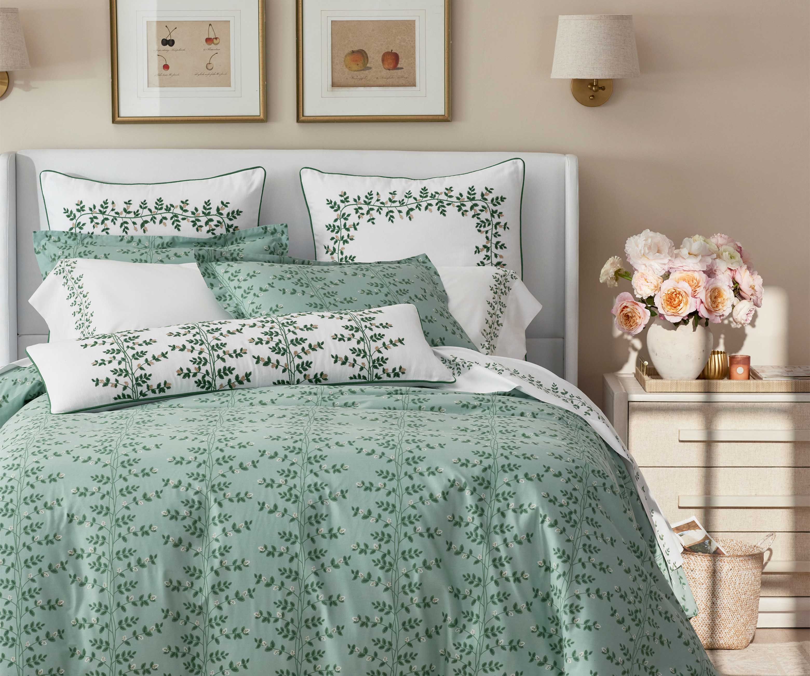 Embroidered Lumbar Pillow Cover - Climbing Vines White - Image 3