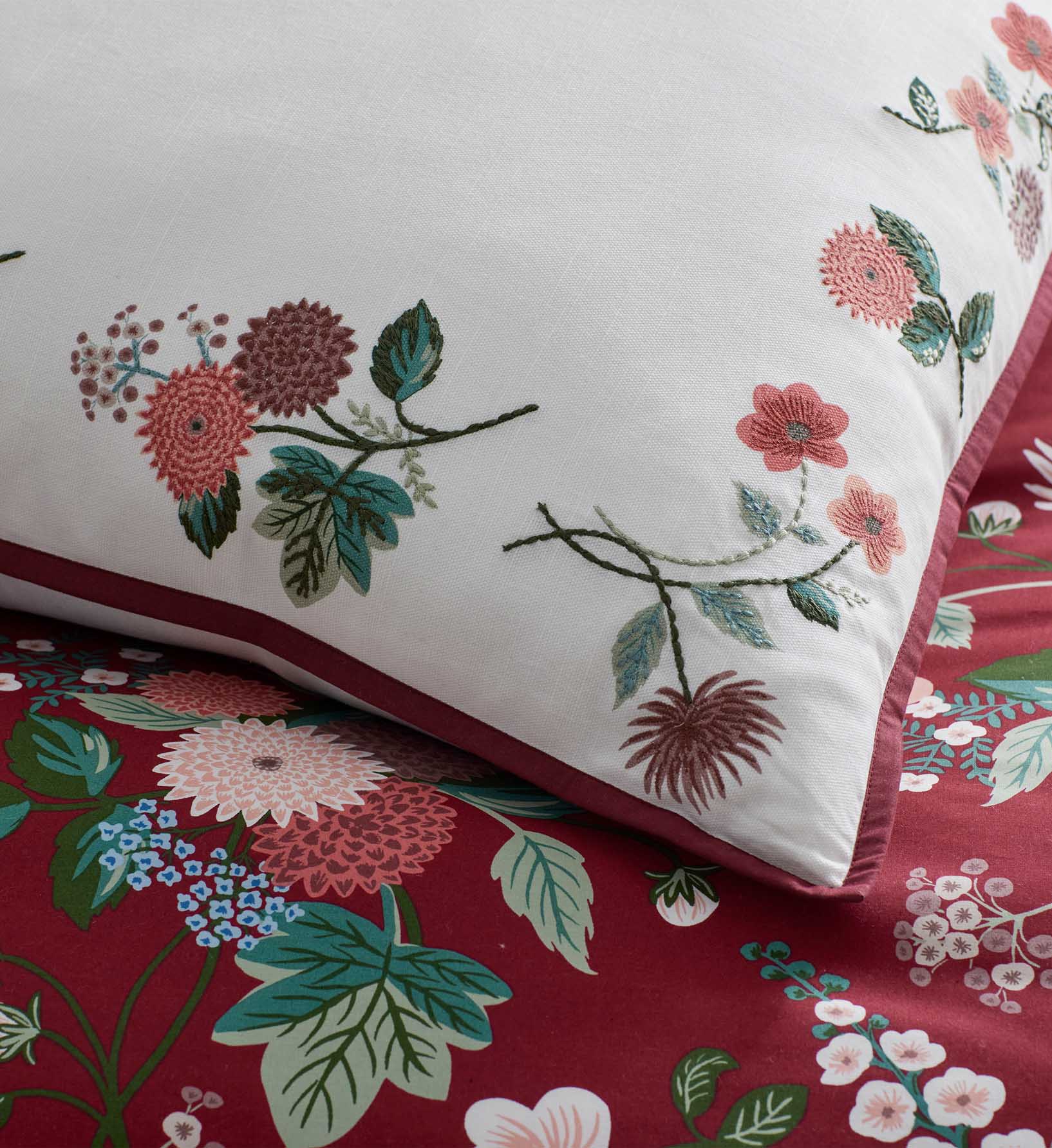 Embroidered Pillow Cover - Dahlia Ivory - Image 2