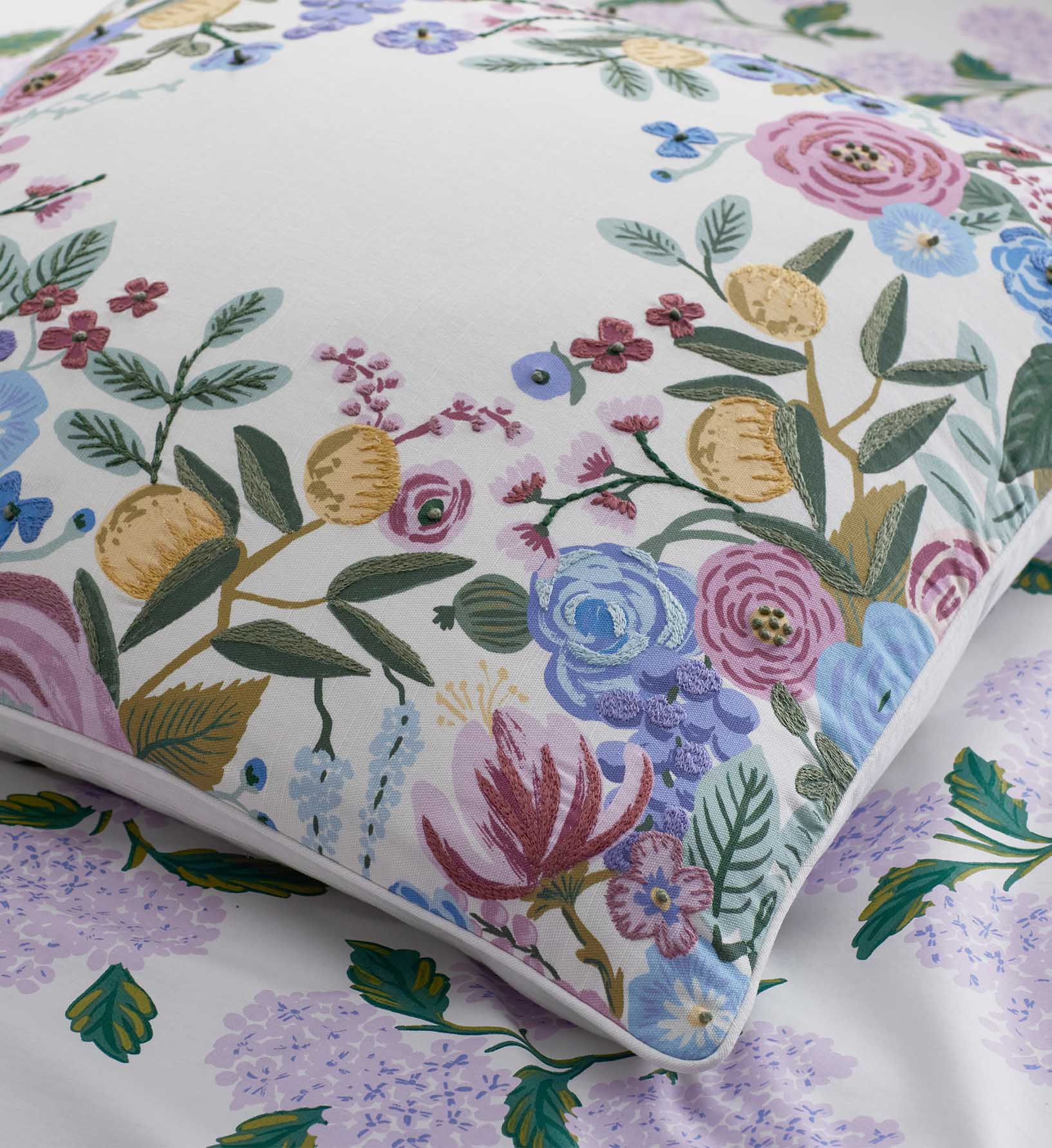 Embroidered Pillow Cover - Garden Party Ivory - Image 4