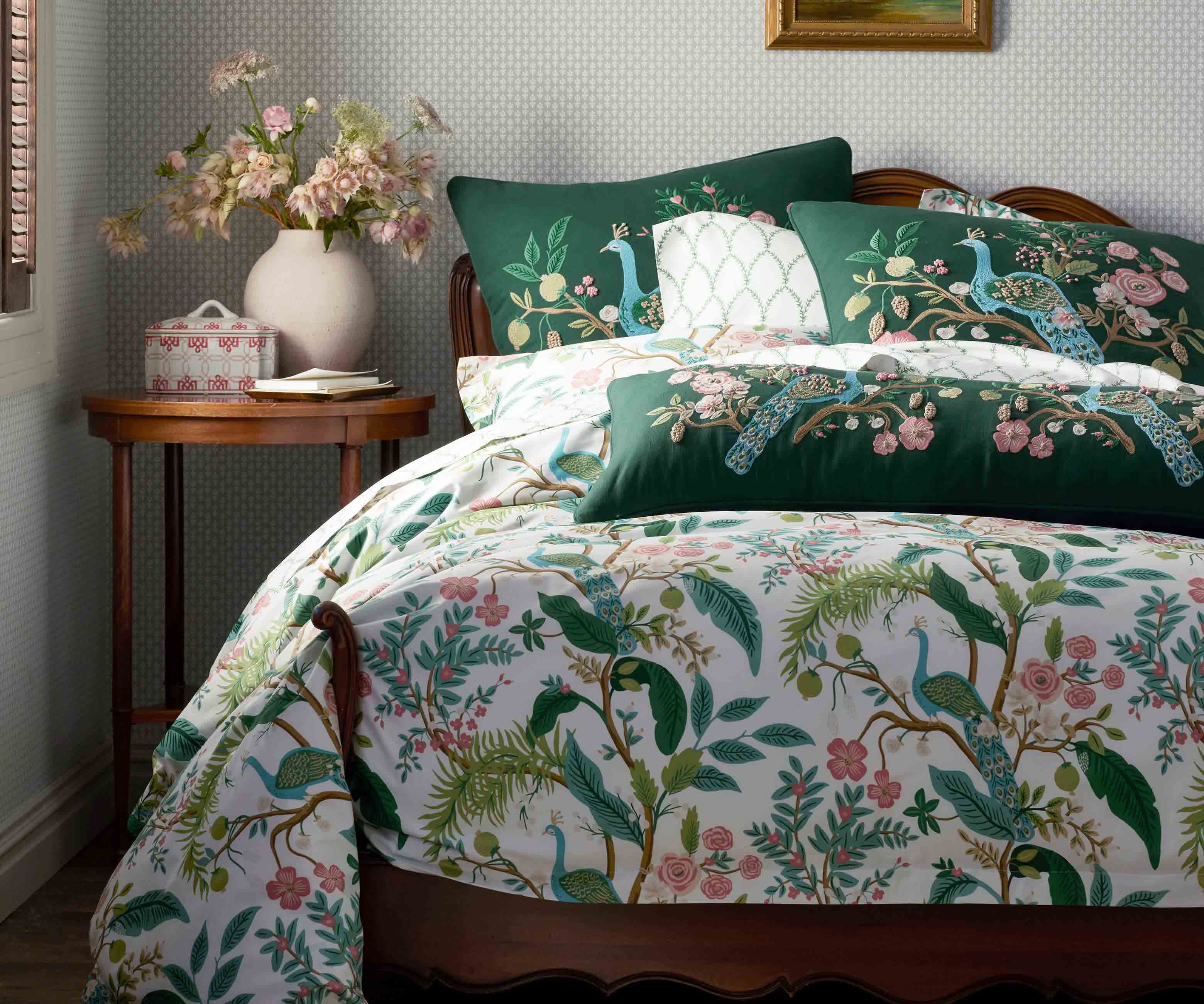 Embroidered Pillow Cover - Peacock Emerald - Image 5