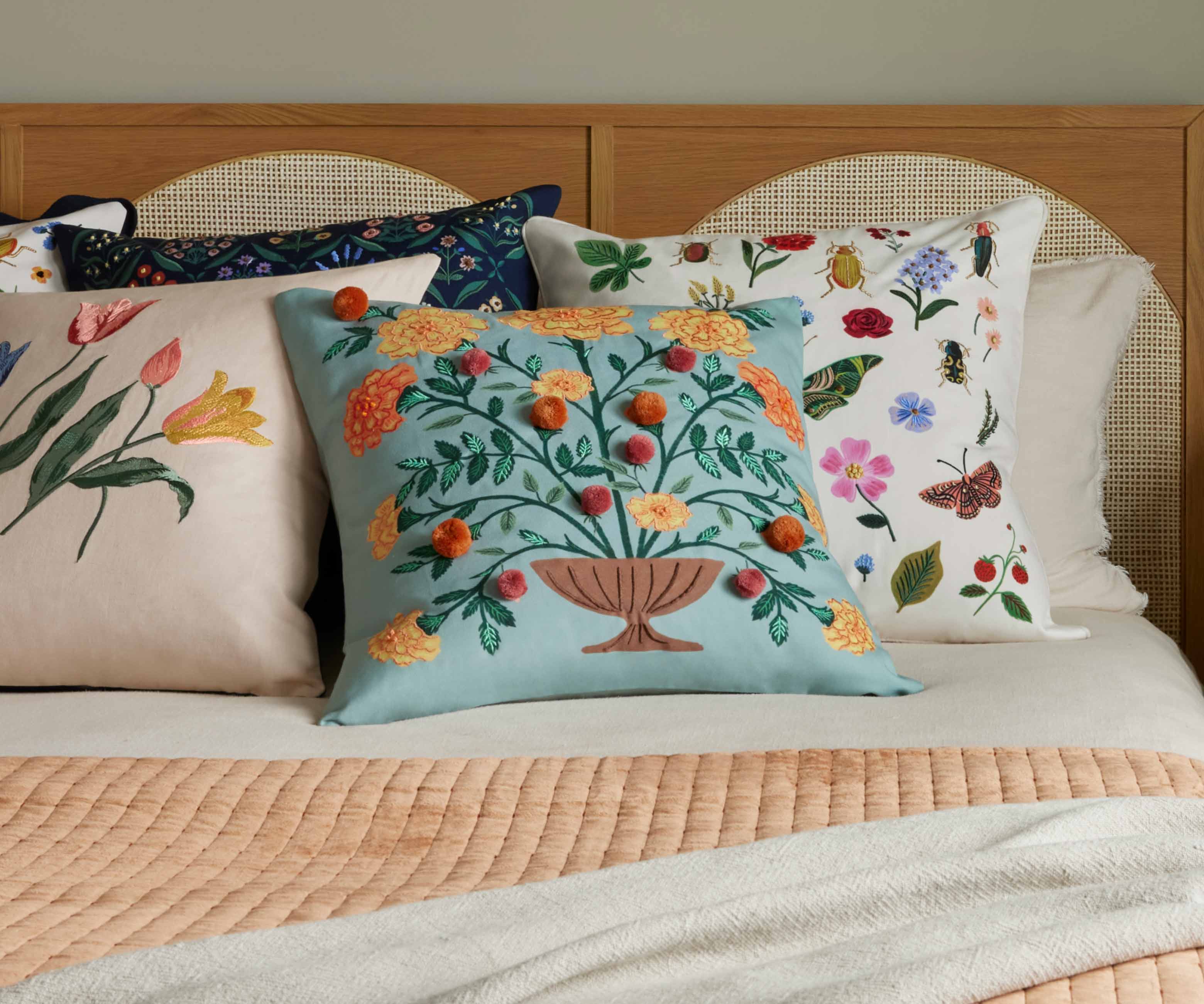 Estee Embroidered Pillow - Navy - Image 4