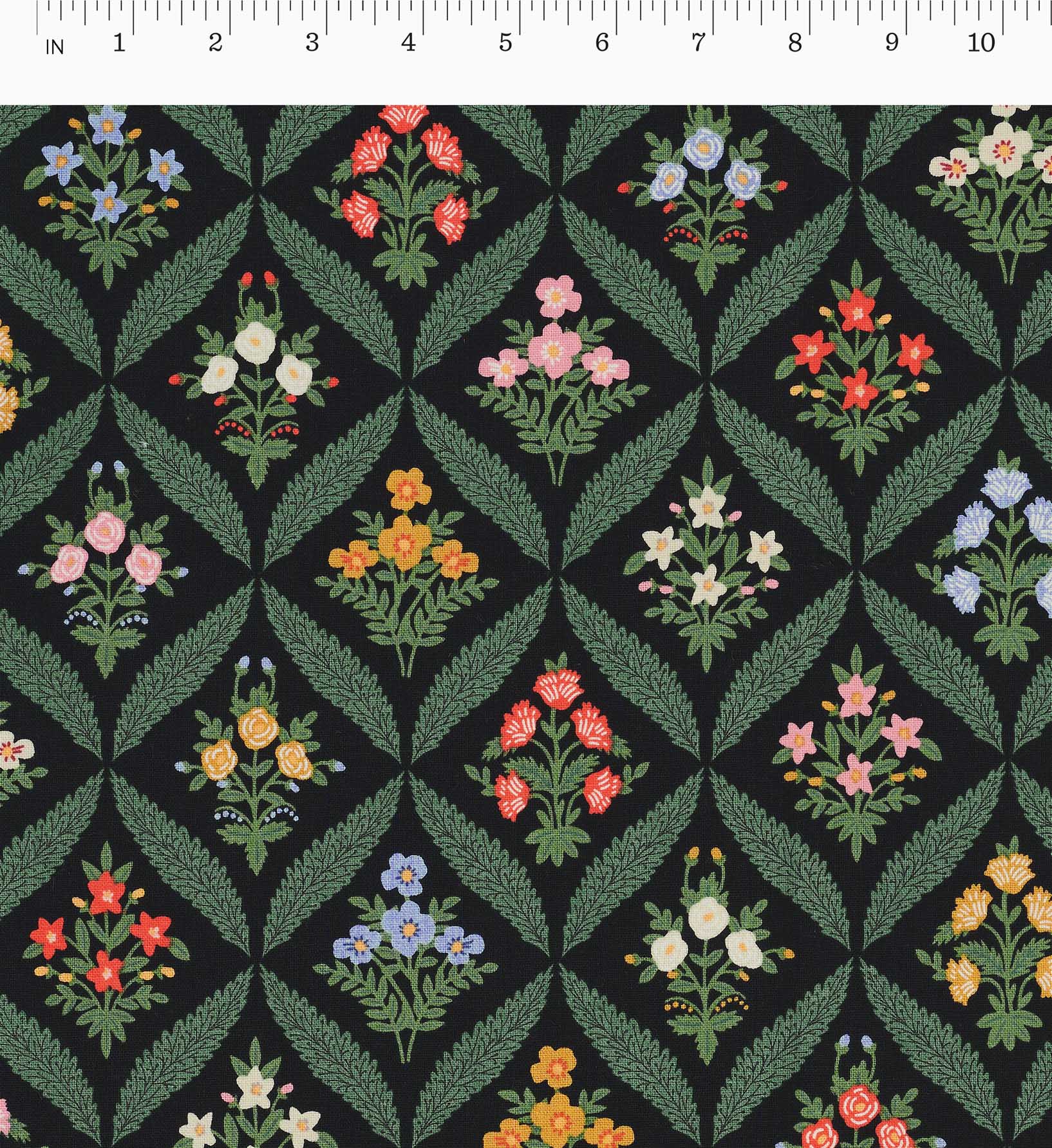 Estee Garden Canvas Fabric - Black Multi - Image 2